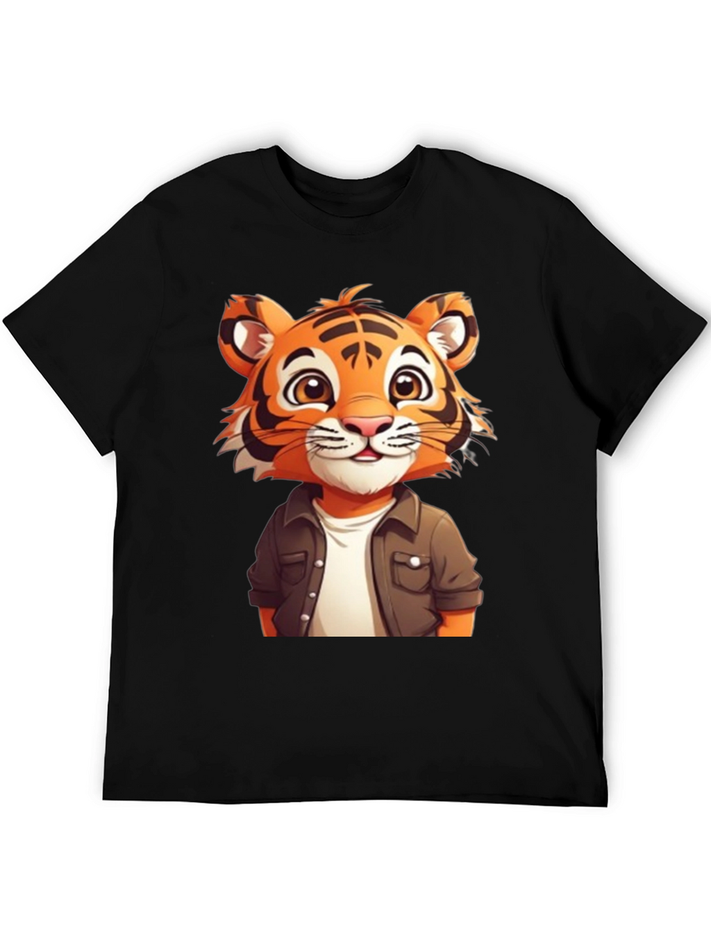Cute Tiger Graphic Black T-Shirt