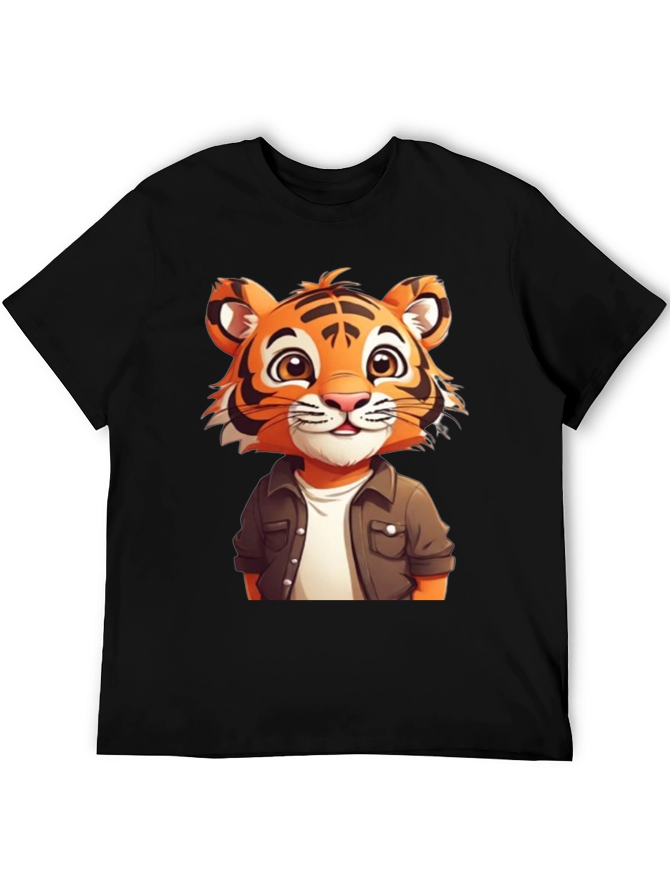 Cute Tiger Graphic Black T-Shirt
