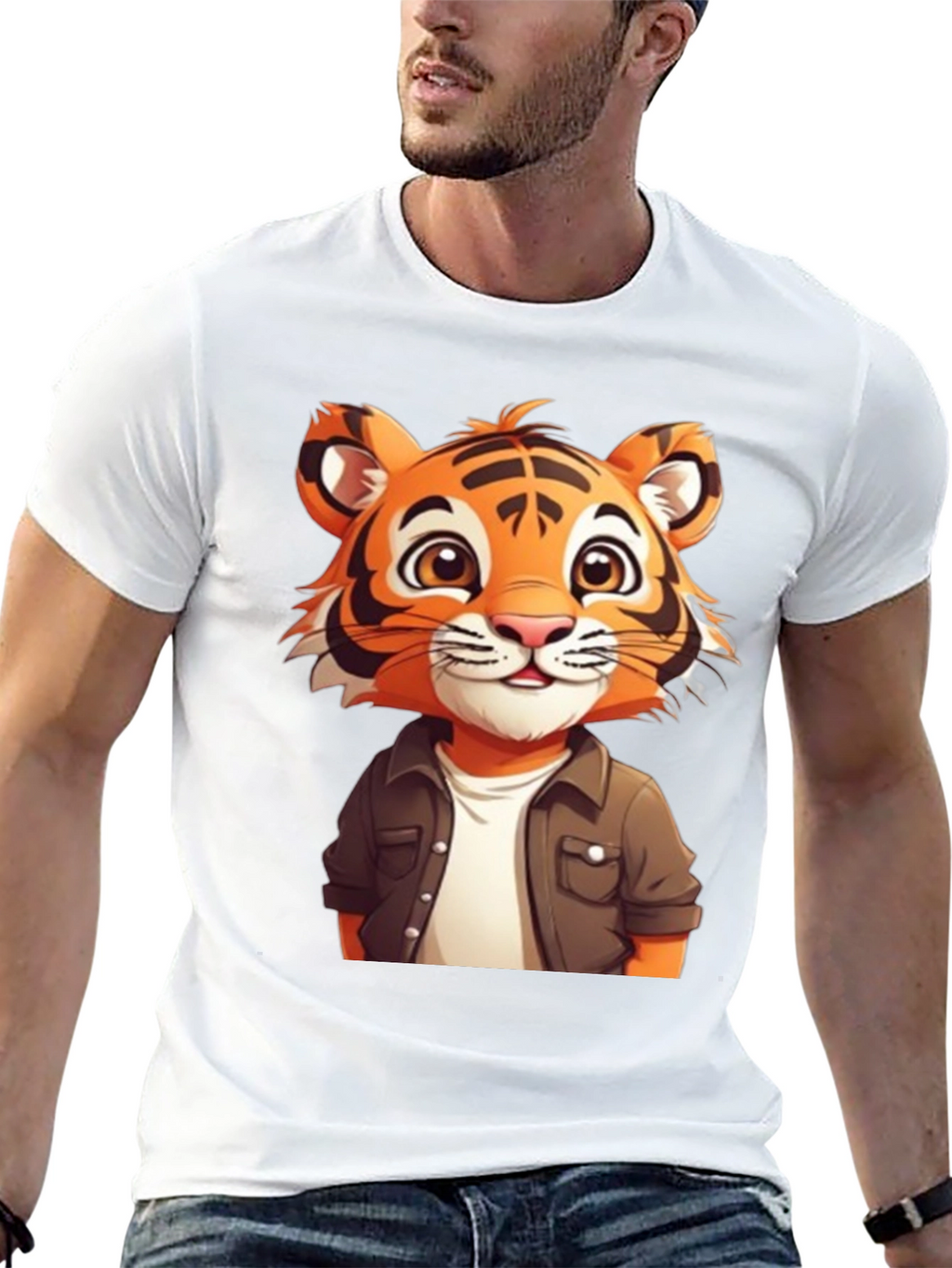 Cute Tiger Graphic Black T-Shirt