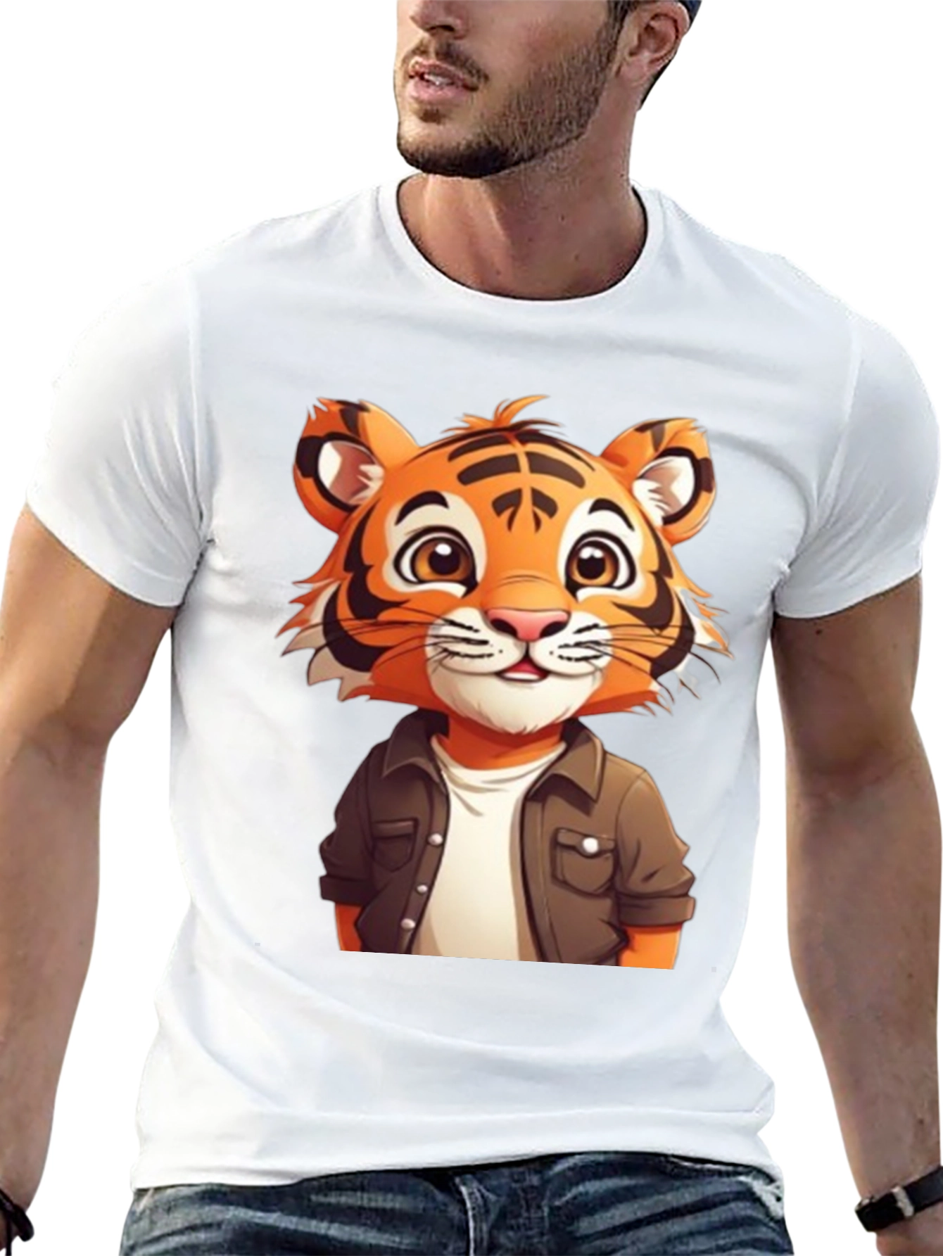 Cute Tiger Graphic Black T-Shirt