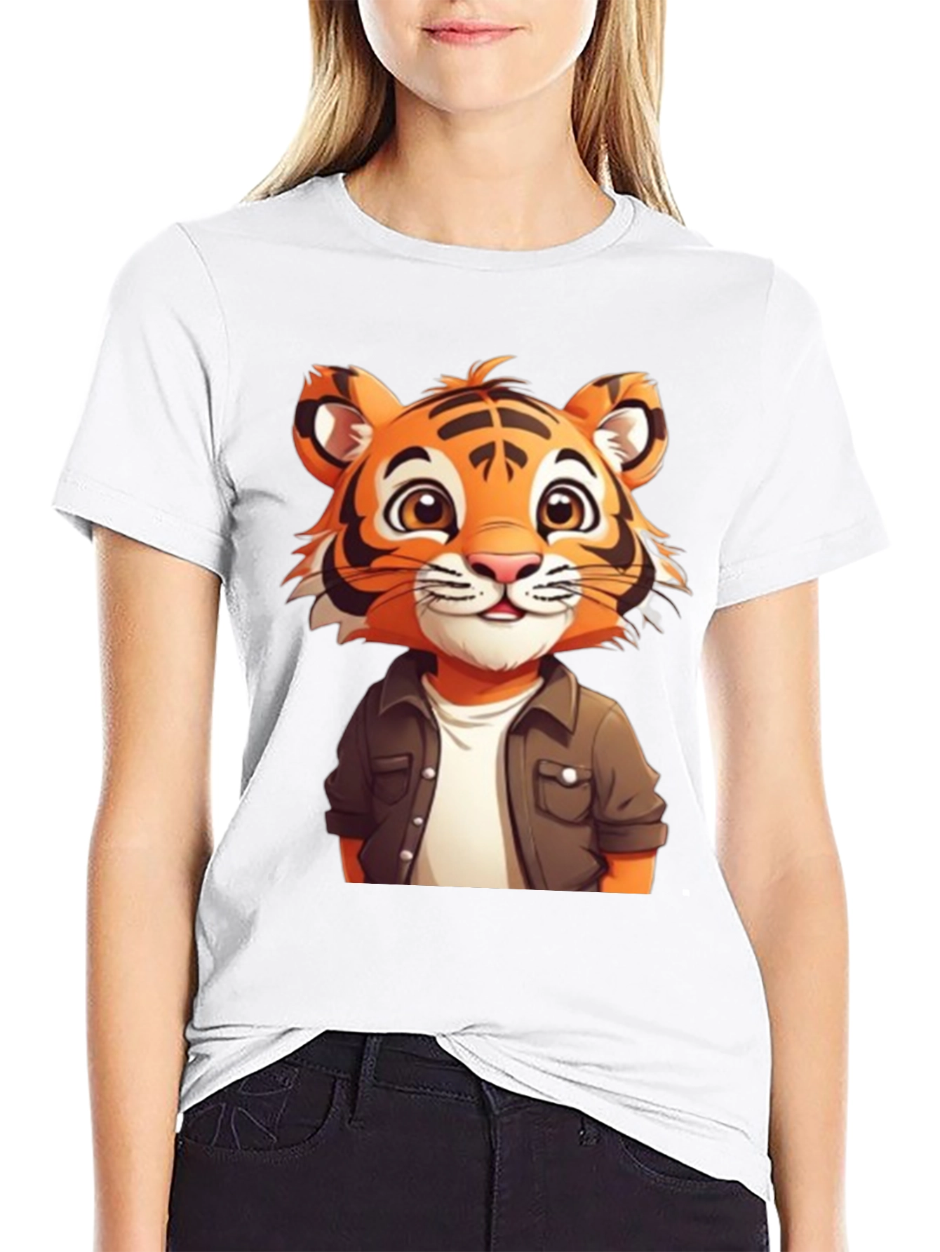 Cute Tiger Graphic Black T-Shirt