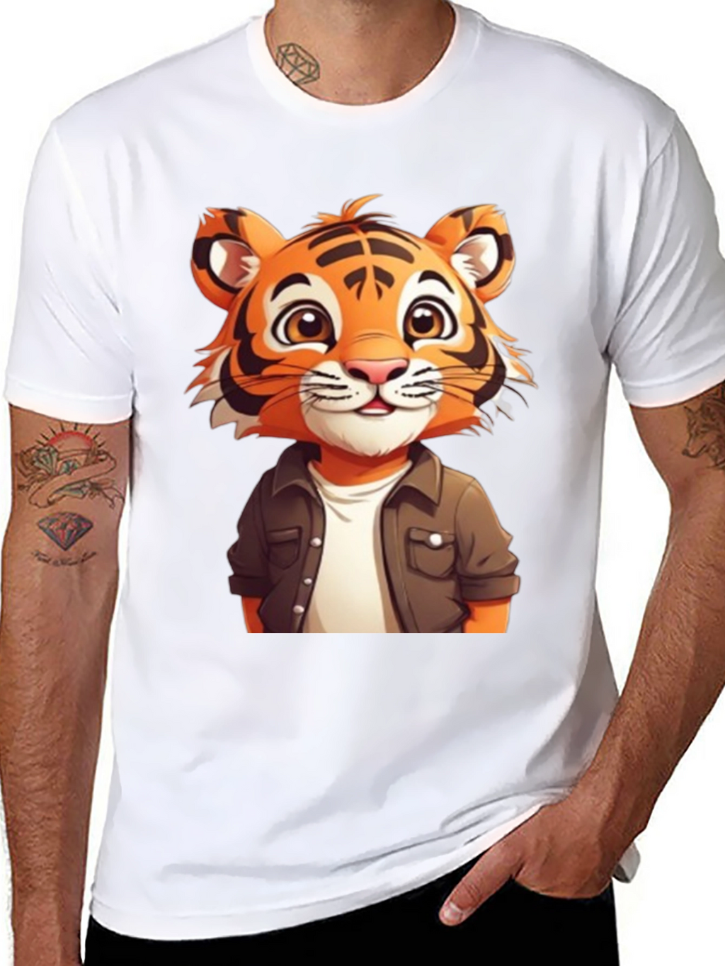 Cute Tiger Graphic Black T-Shirt