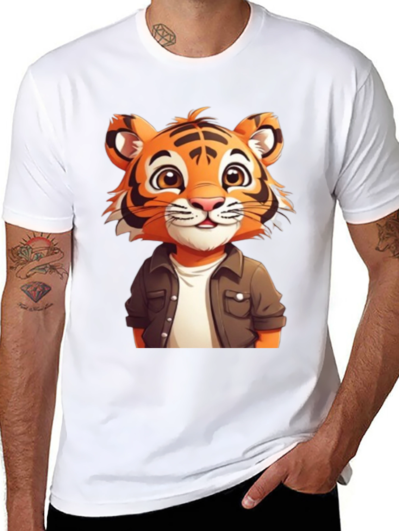 Cute Tiger Graphic Black T-Shirt