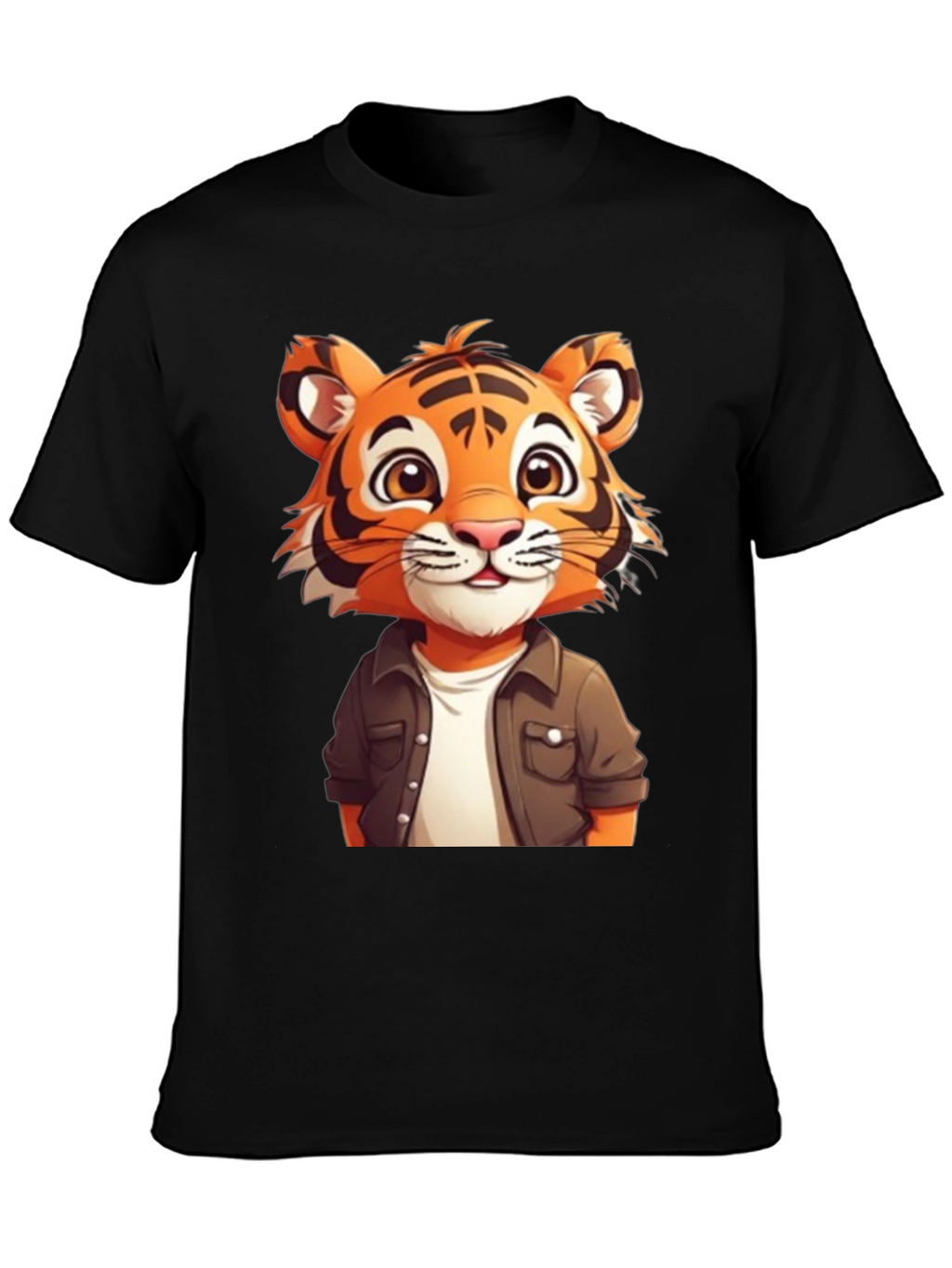 Cute Tiger Graphic Black T-Shirt