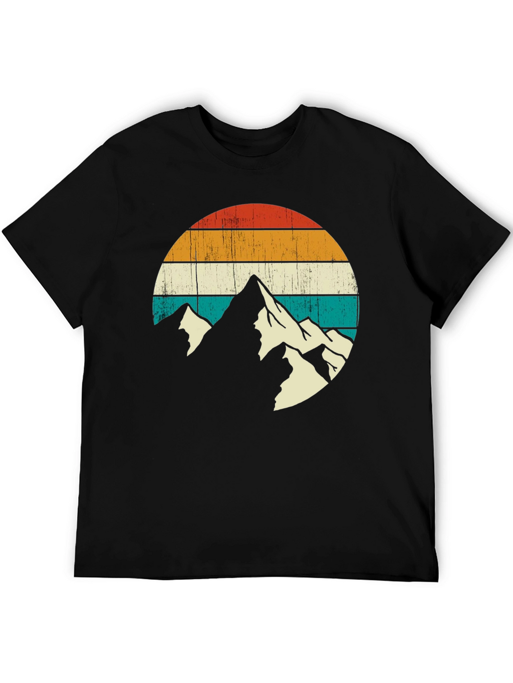 Retro Mountain Graphic Tee - Black Cotton T-Shirt