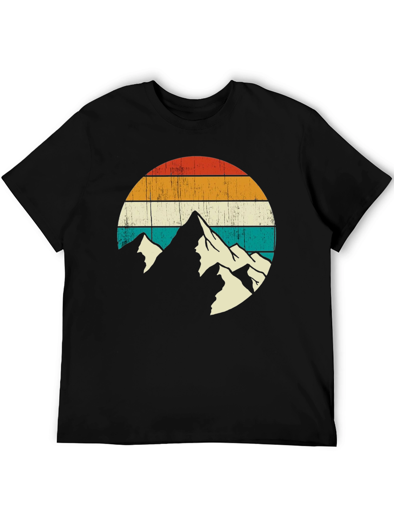 Retro Mountain Graphic Tee - Black Cotton T-Shirt