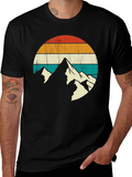 Retro Mountain Graphic Tee - Black Cotton T-Shirt