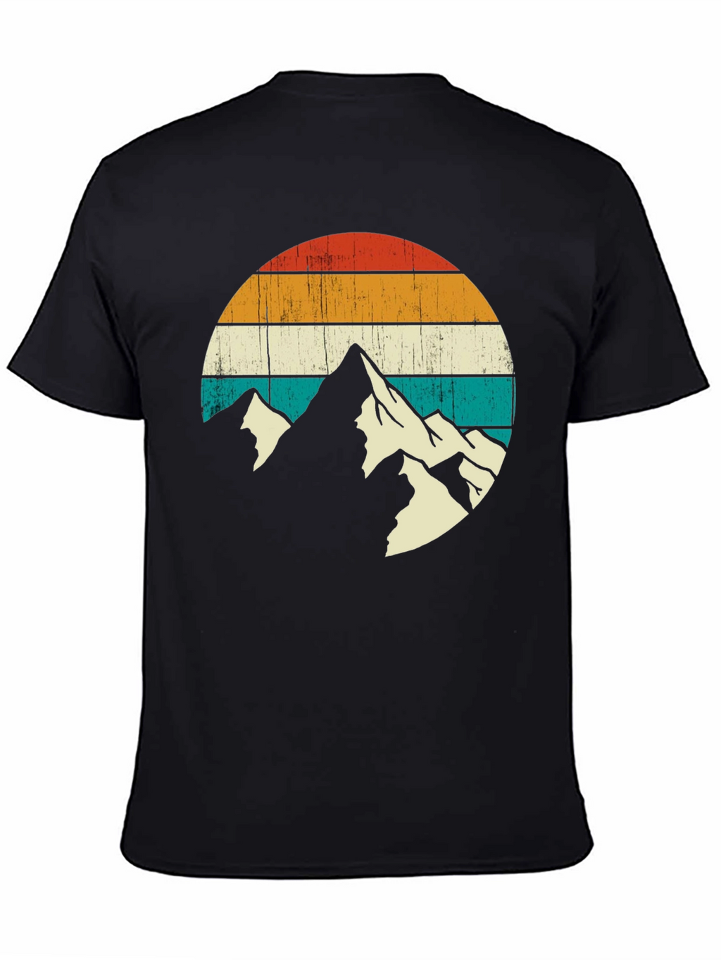 Retro Mountain Graphic Tee - Black Cotton T-Shirt