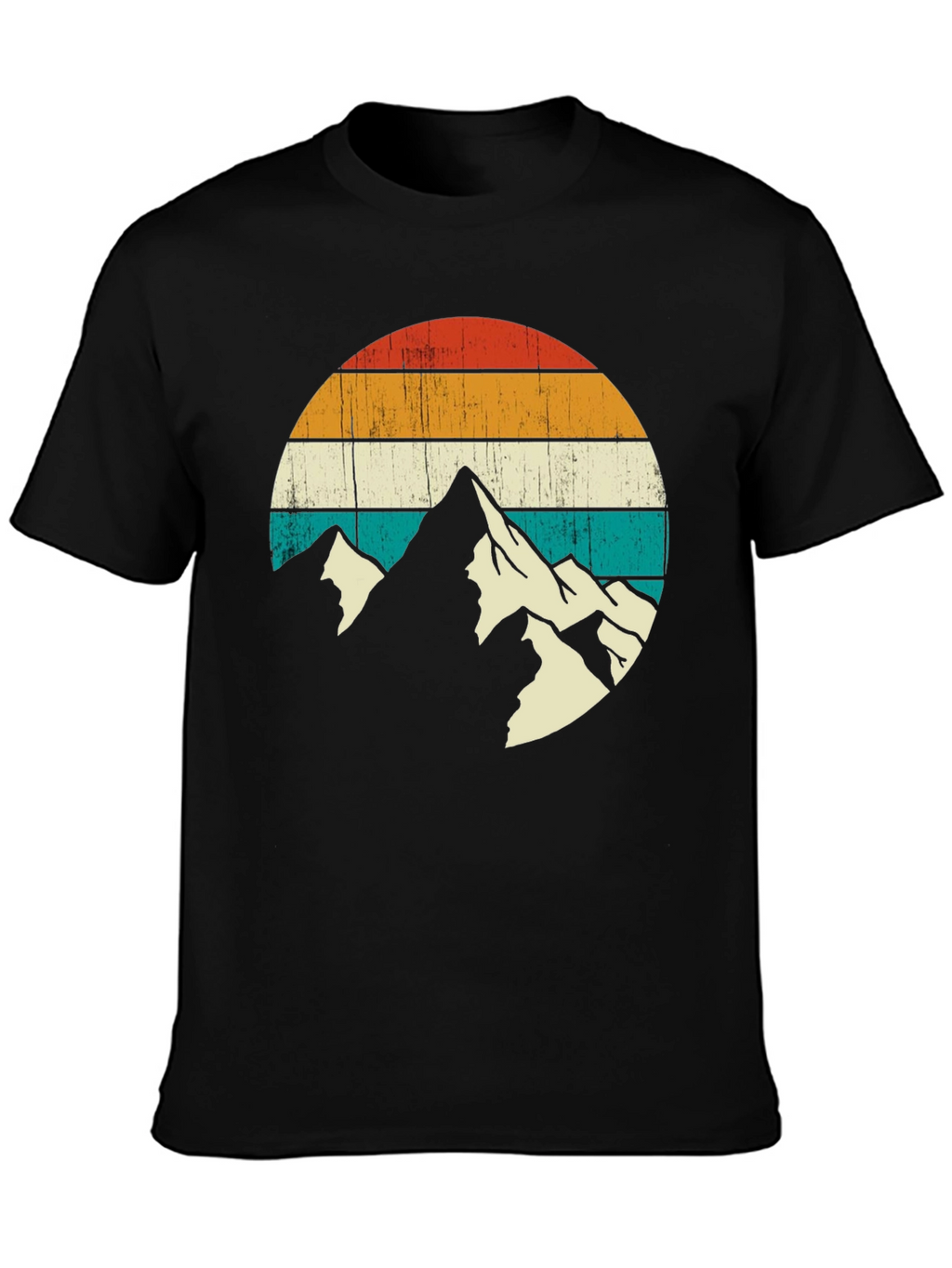 Retro Mountain Graphic Tee - Black Cotton T-Shirt