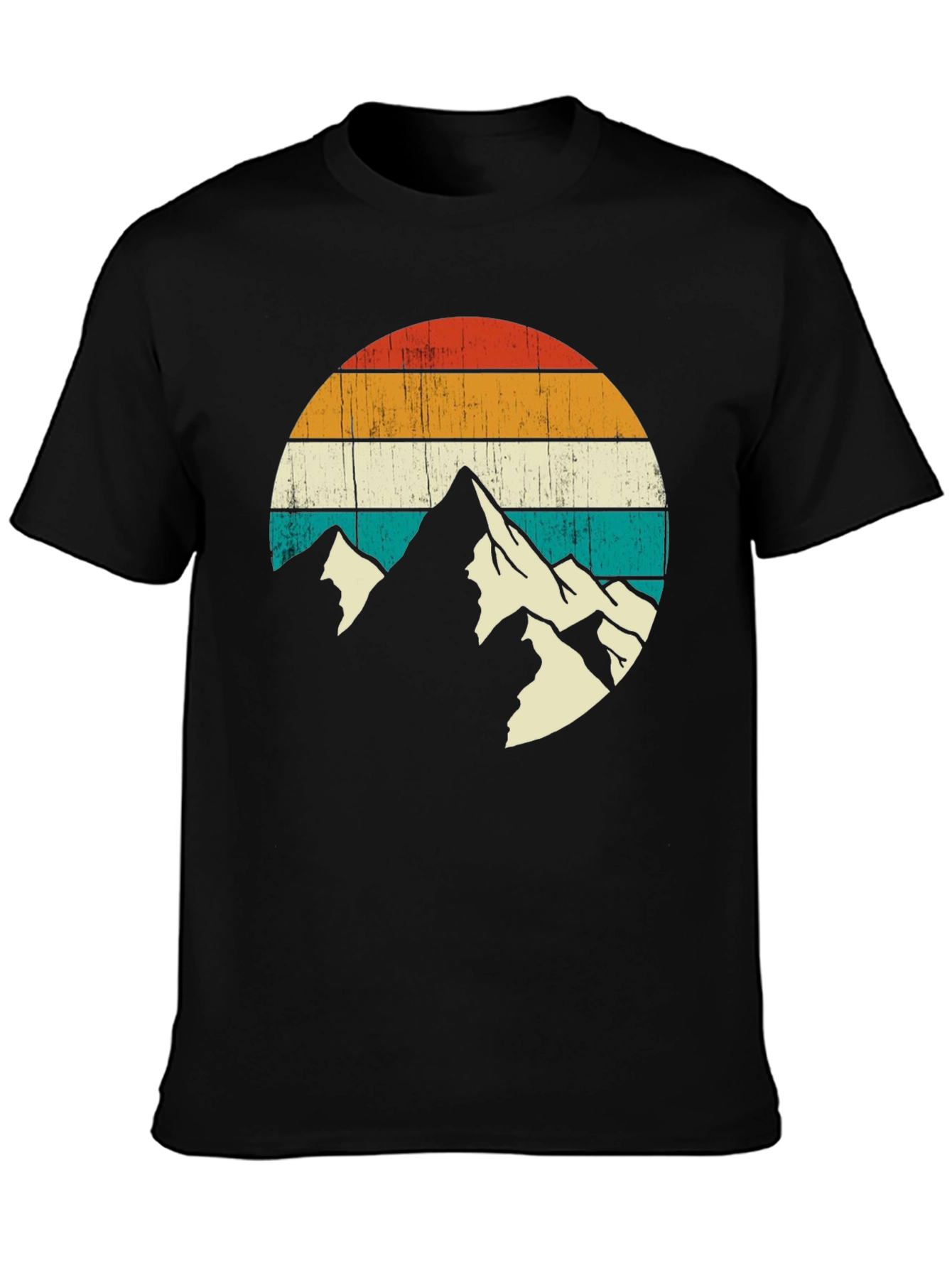 Retro Mountain Graphic Tee - Black Cotton T-Shirt