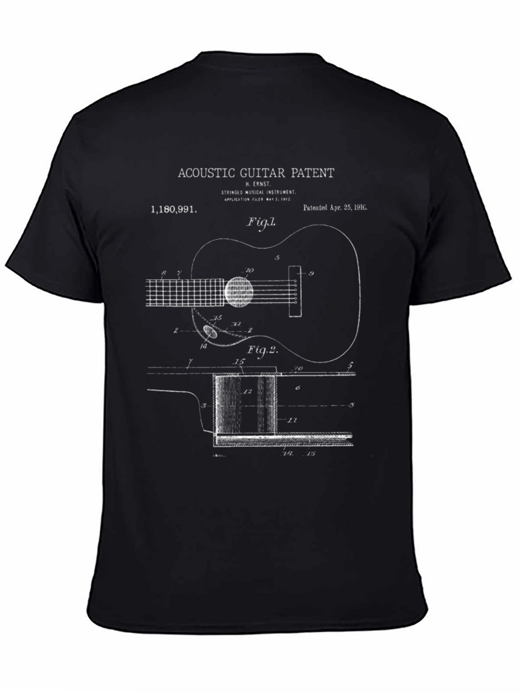 Acoustic Guitar Patent Print T-Shirt