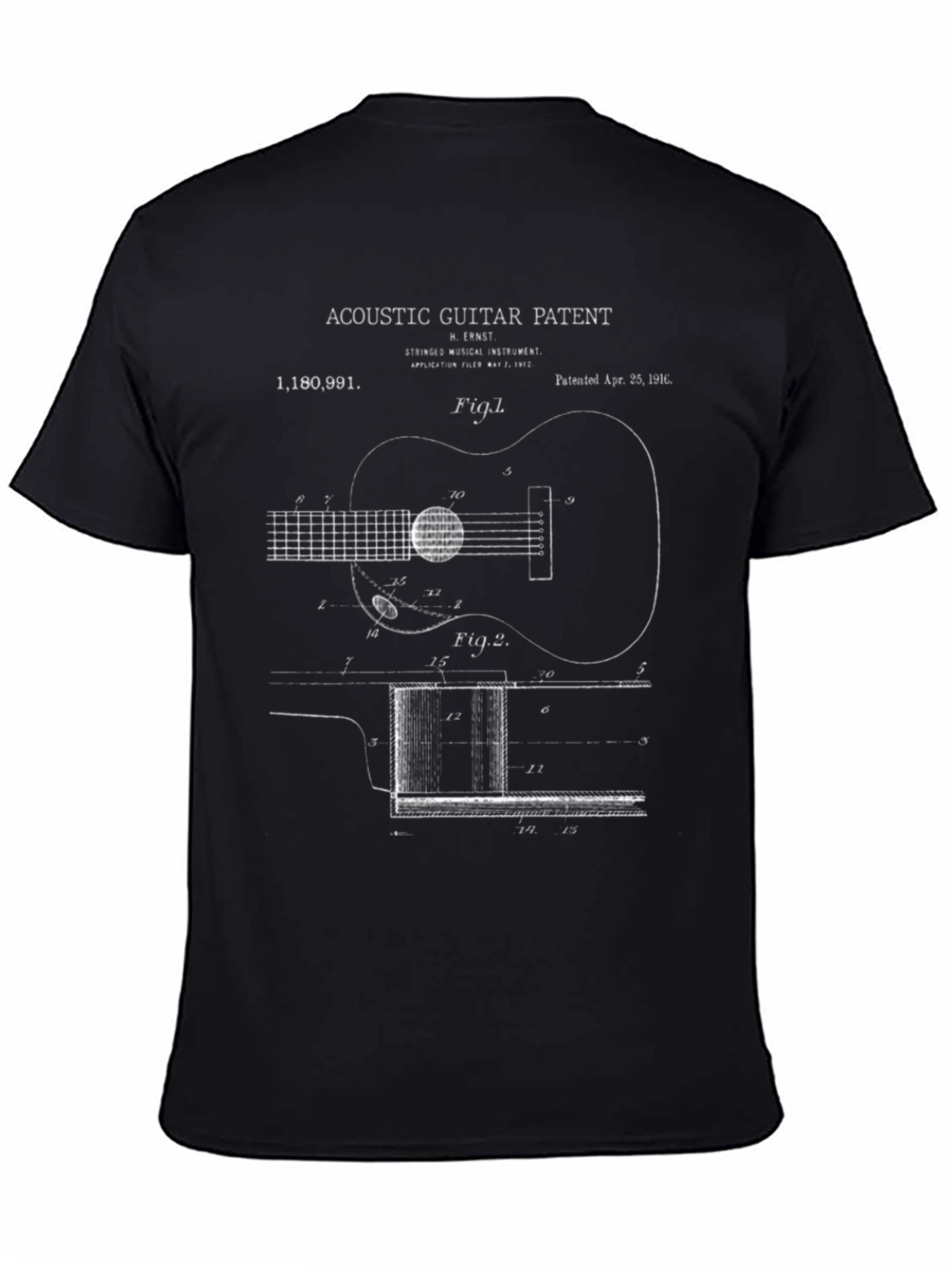 Acoustic Guitar Patent Print T-Shirt