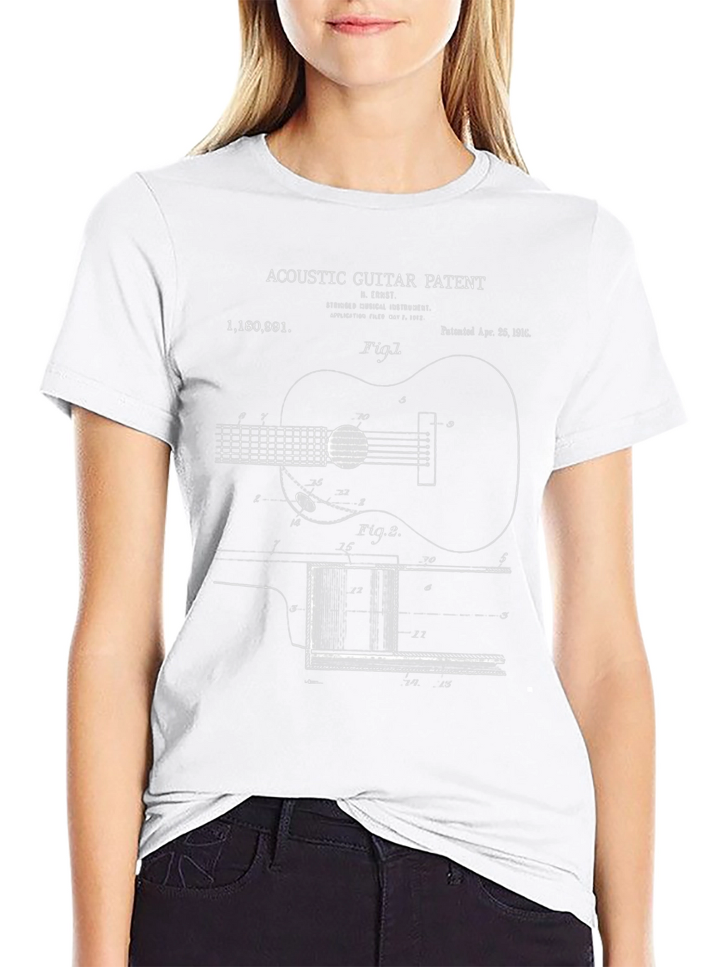 Acoustic Guitar Patent Print T-Shirt