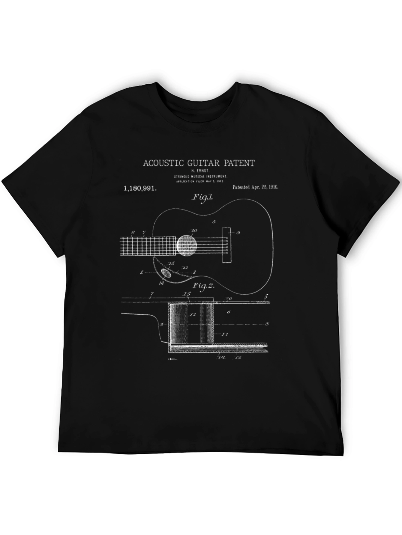 Acoustic Guitar Patent Print T-Shirt