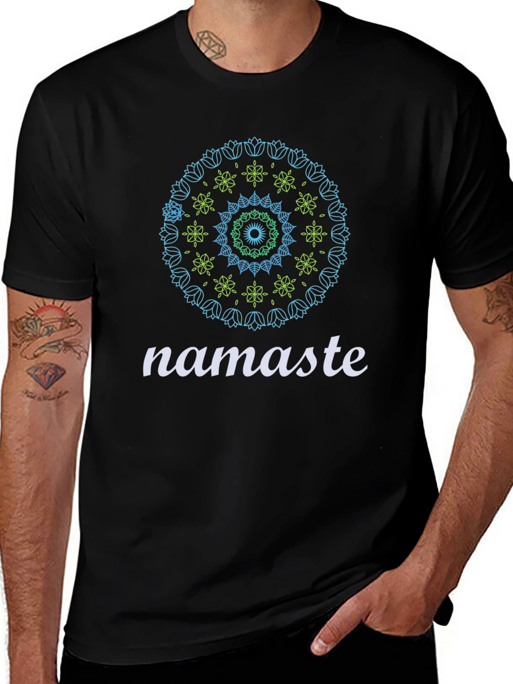 Namaste Mandala Graphic Tee - Black Yoga Shirt