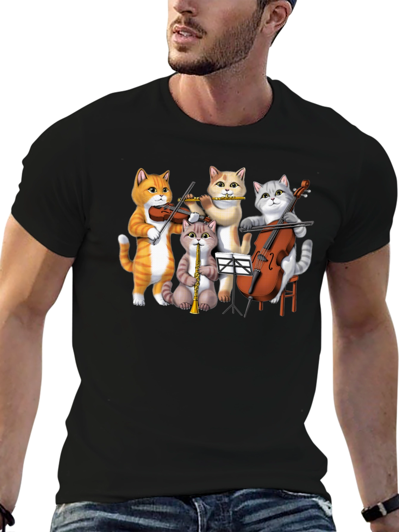 Cat Orchestra T-Shirt Funny Music Cats Tee