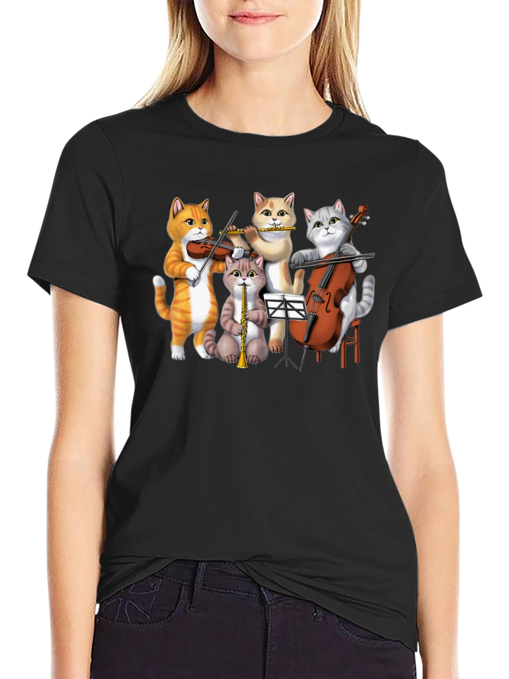 Cat Orchestra T-Shirt Funny Music Cats Tee