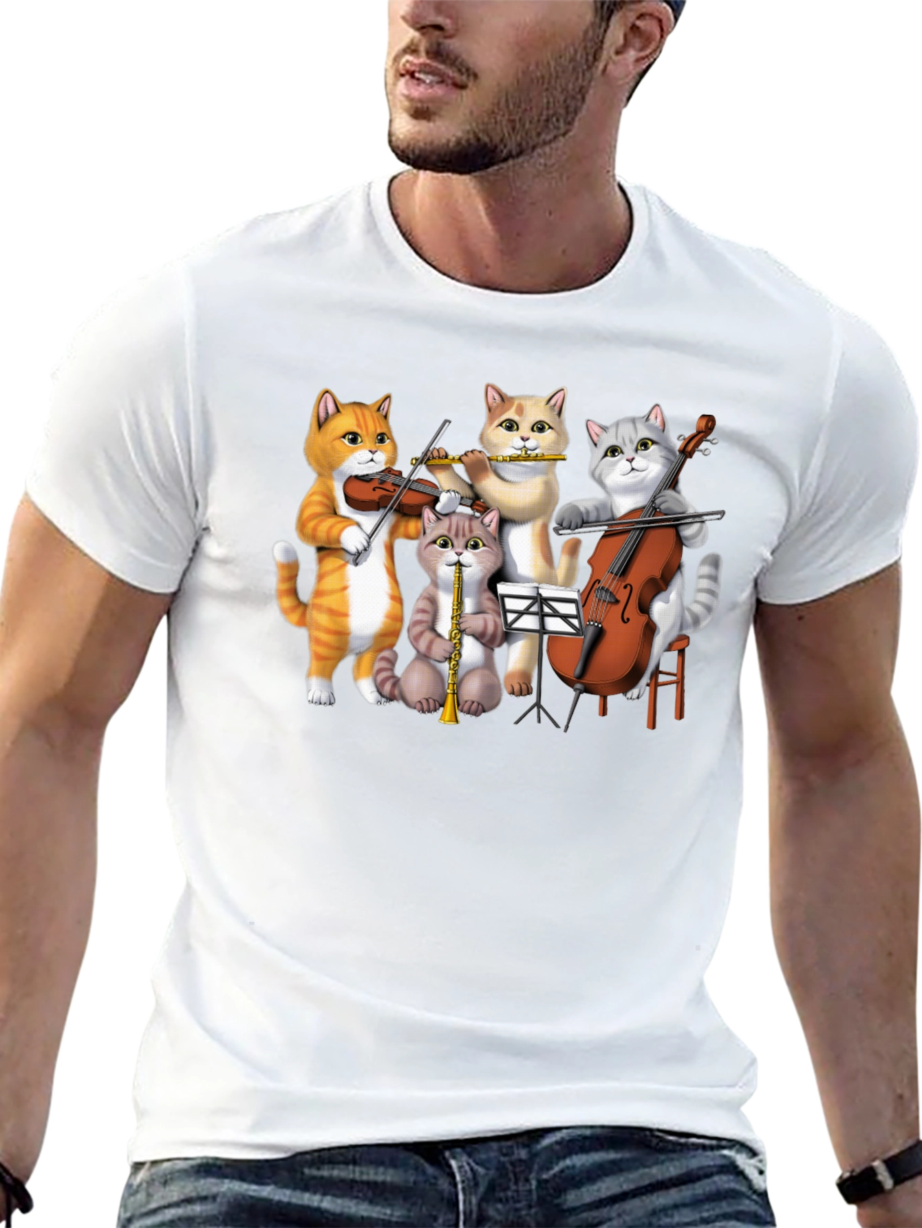 Cat Orchestra T-Shirt Funny Music Cats Tee