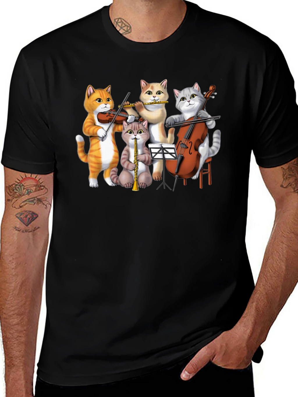 Cat Orchestra T-Shirt Funny Music Cats Tee
