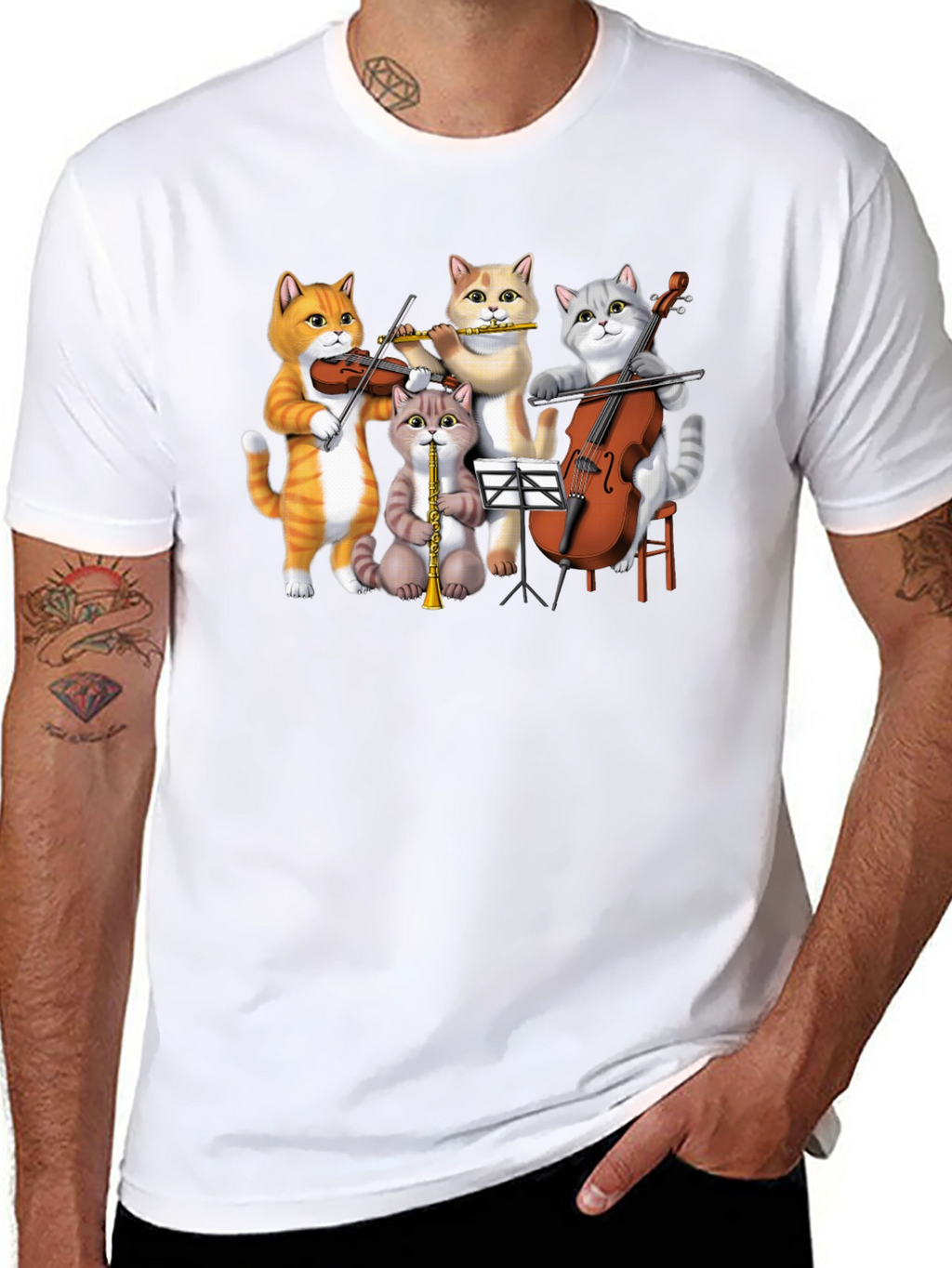 Cat Orchestra T-Shirt Funny Music Cats Tee