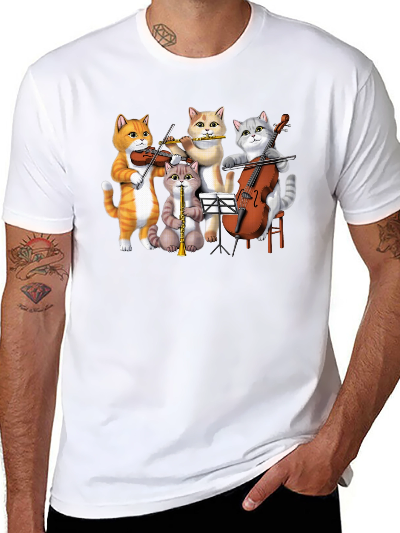 Cat Orchestra T-Shirt Funny Music Cats Tee
