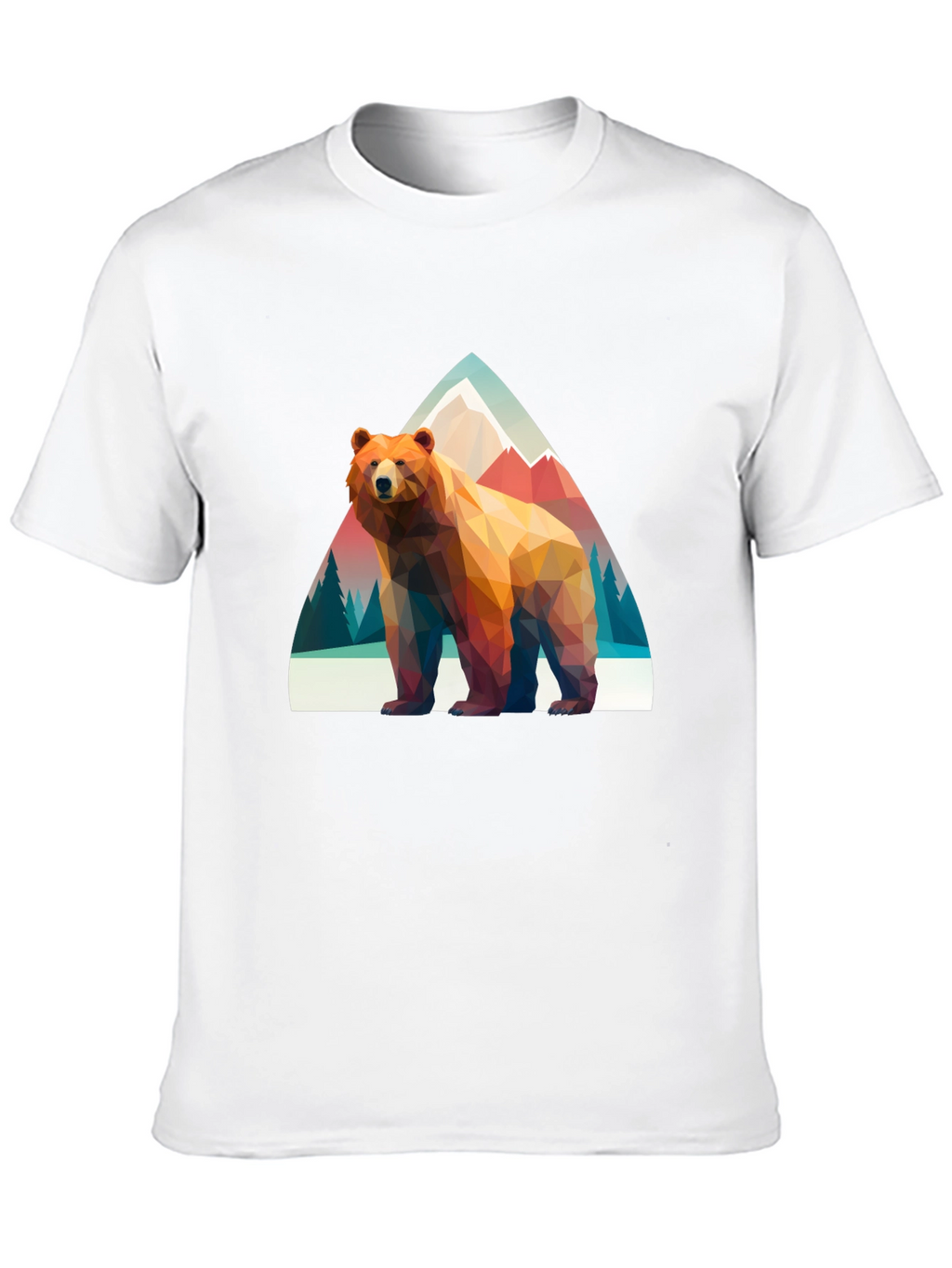 Geometric Bear T-Shirt - Mountain Scene Graphic Tee