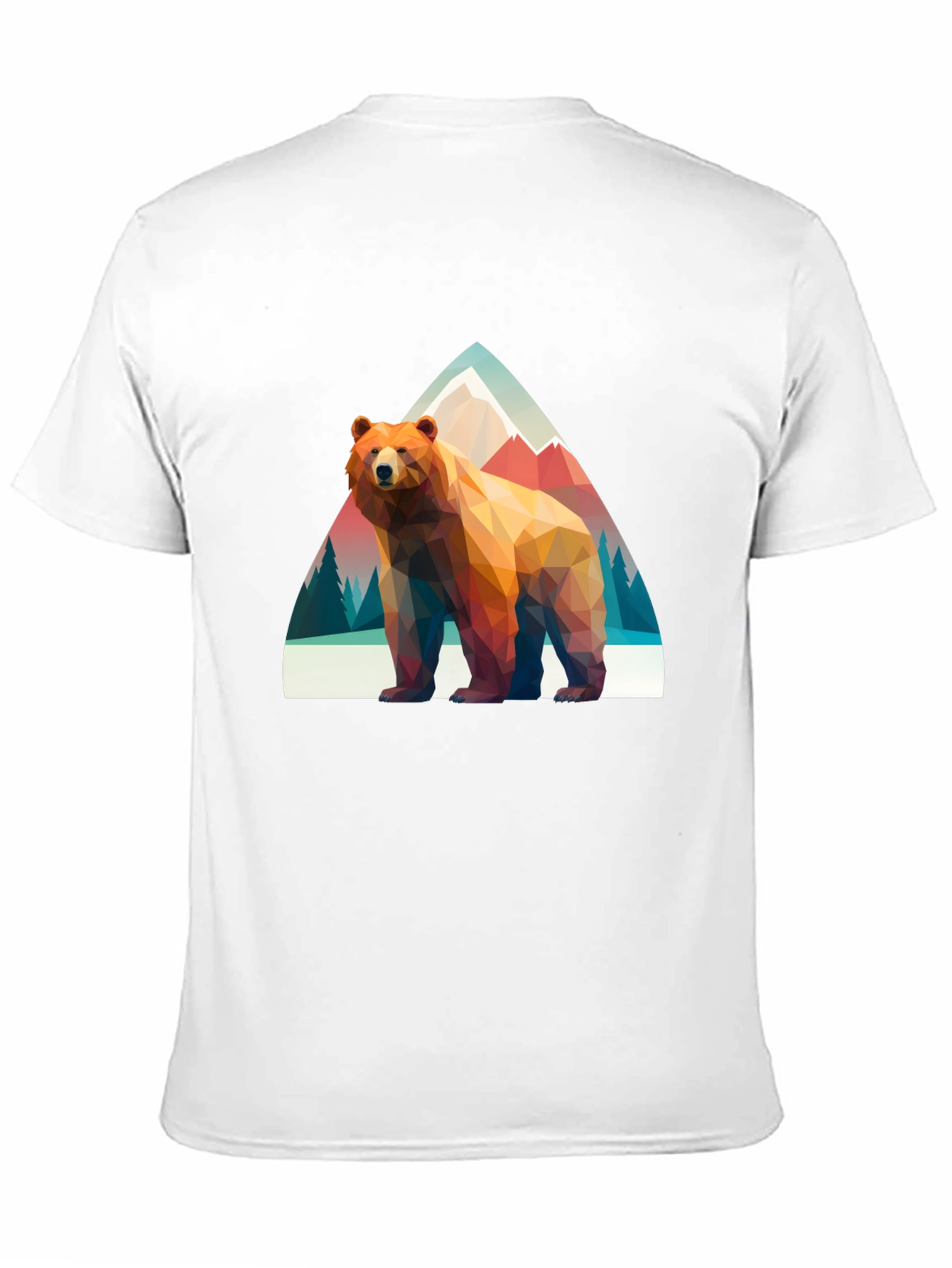 Geometric Bear T-Shirt - Mountain Scene Graphic Tee