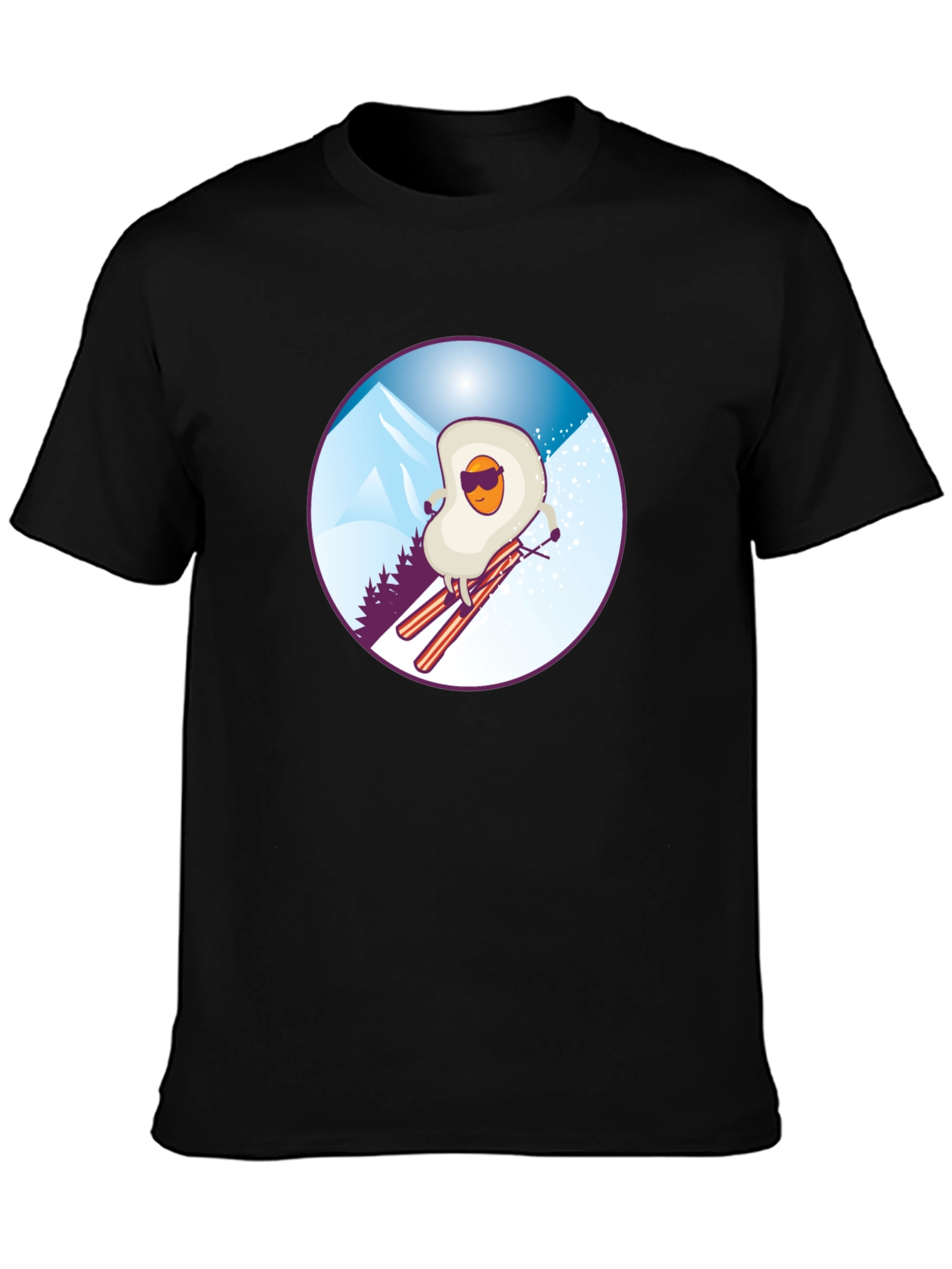 Funny Skiing Egg T-Shirt - Black
