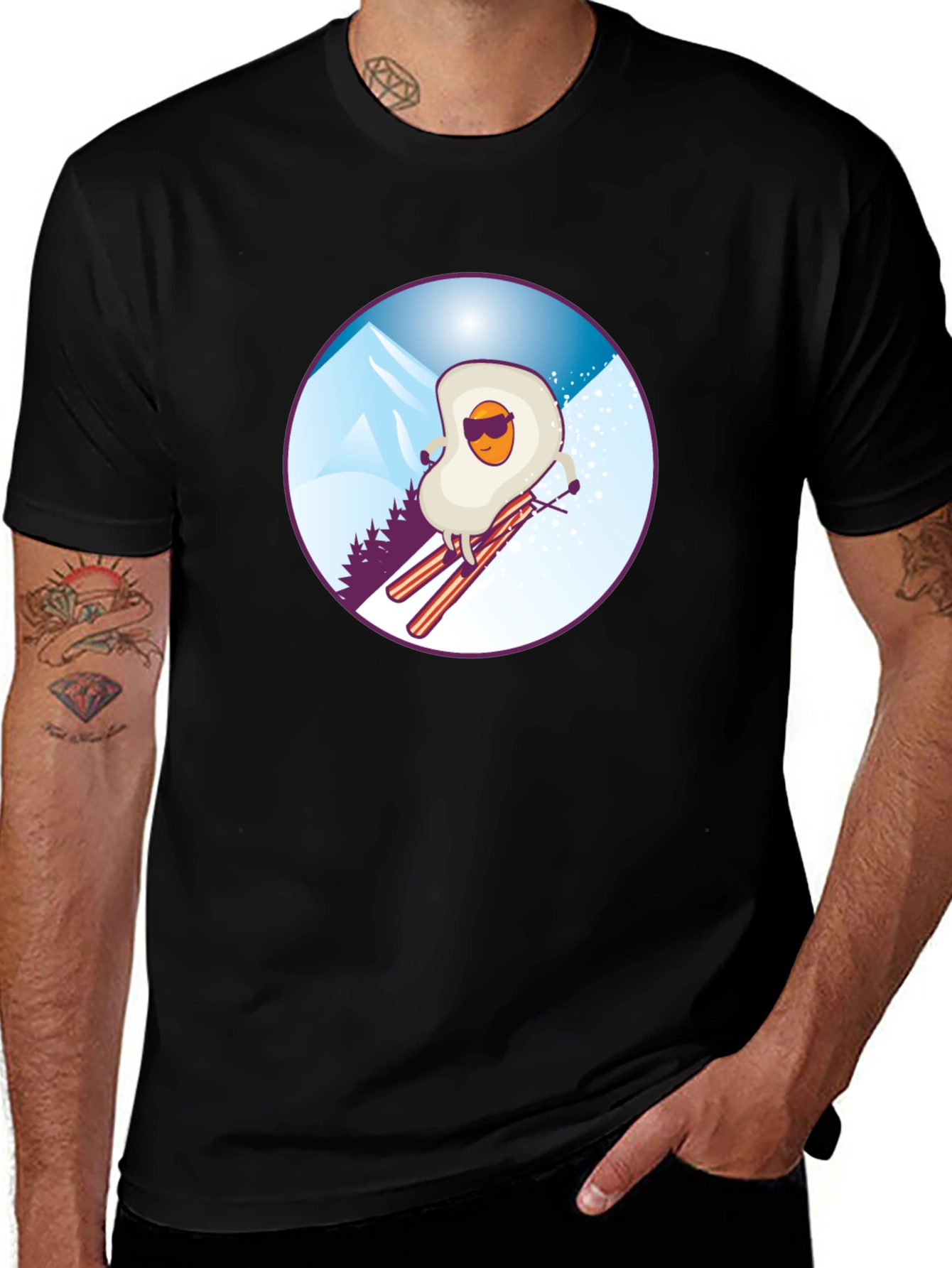 Funny Skiing Egg T-Shirt - Black