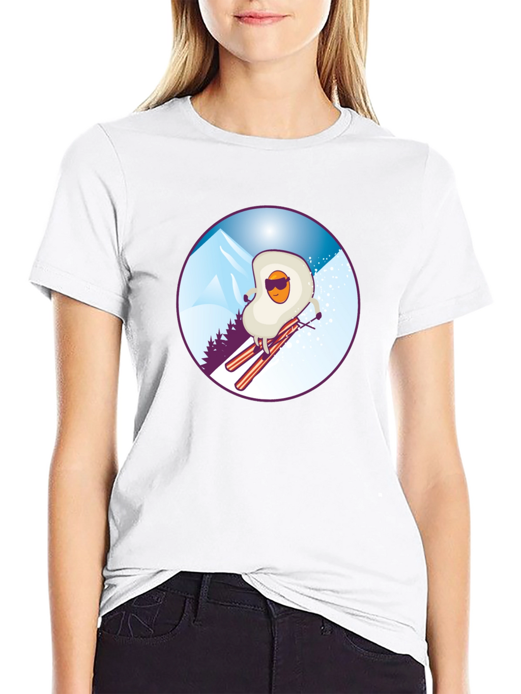 Funny Skiing Egg T-Shirt - Black