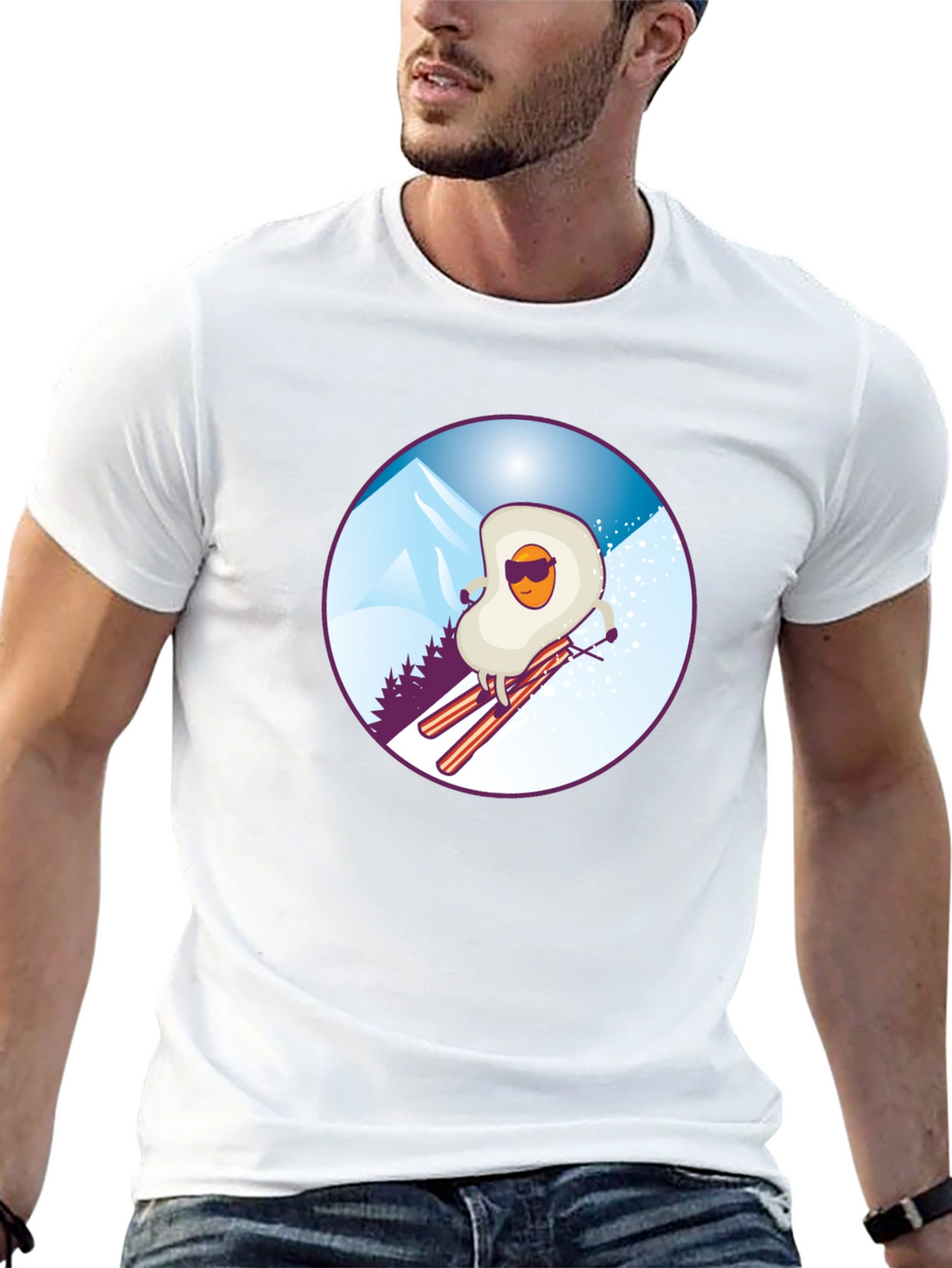 Funny Skiing Egg T-Shirt - Black