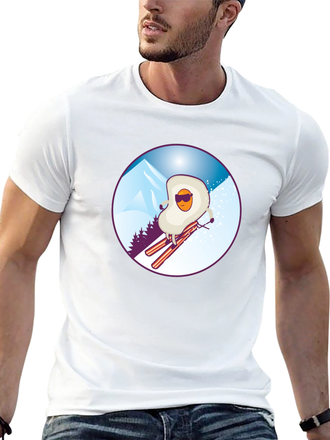 Funny Skiing Egg T-Shirt - Black