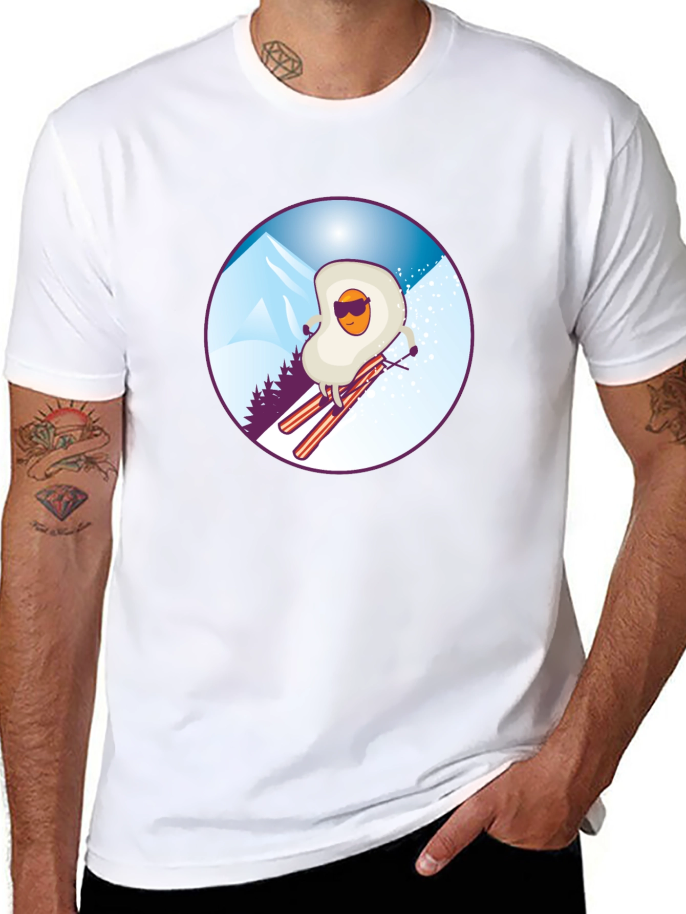 Funny Skiing Egg T-Shirt - Black