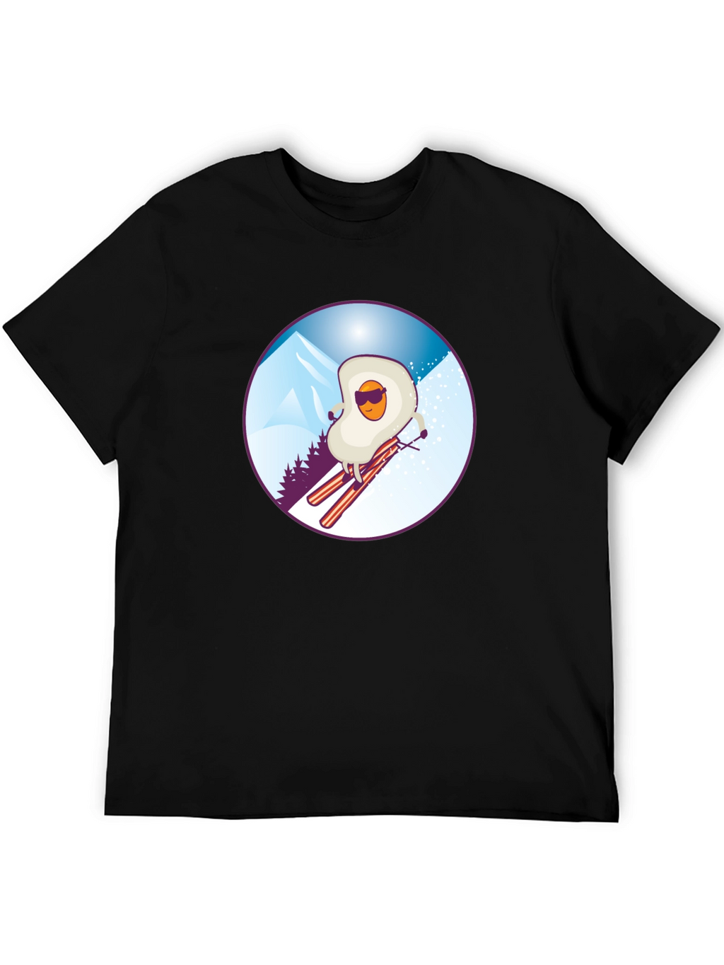 Funny Skiing Egg T-Shirt - Black