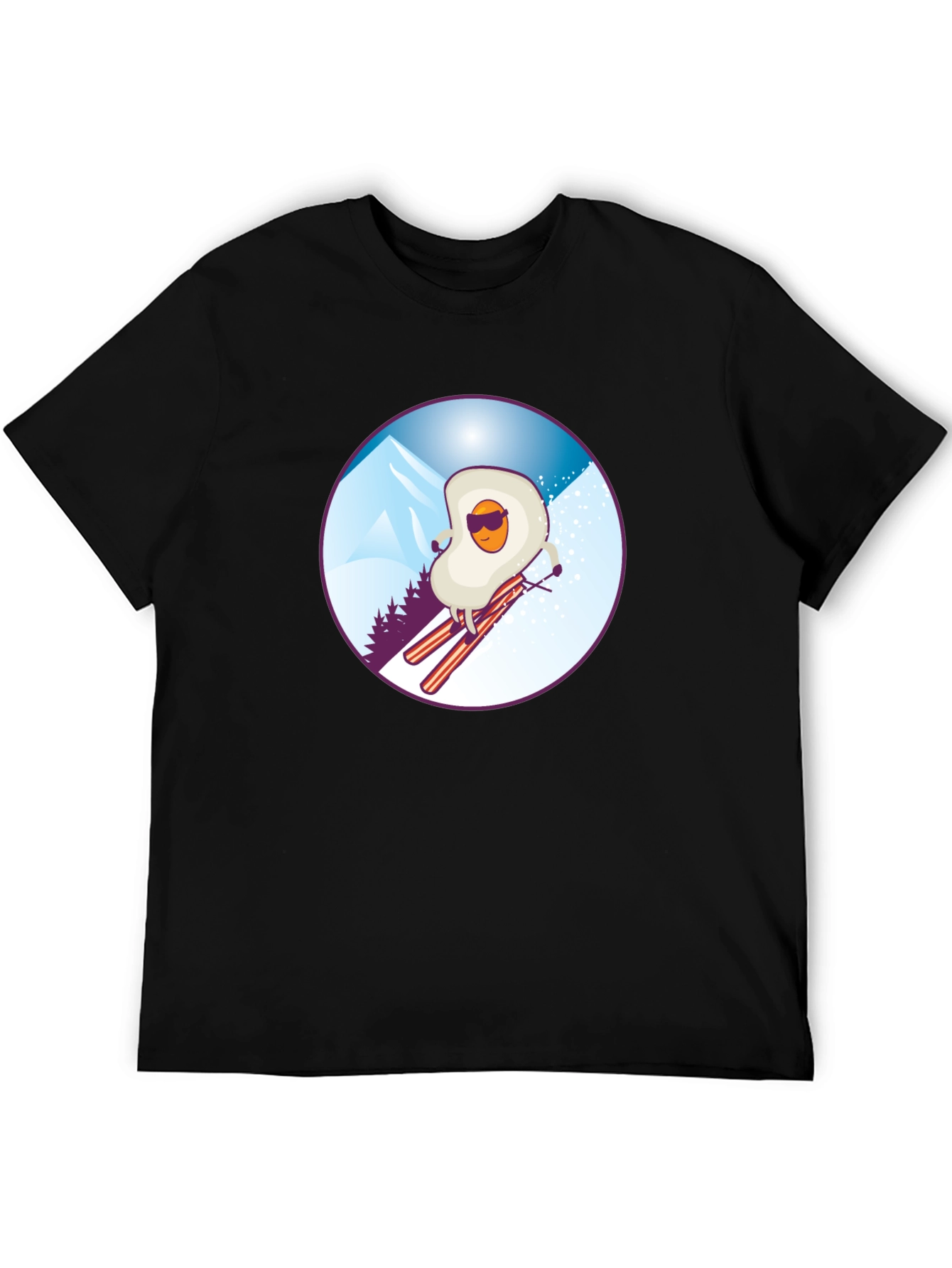 Funny Skiing Egg T-Shirt - Black