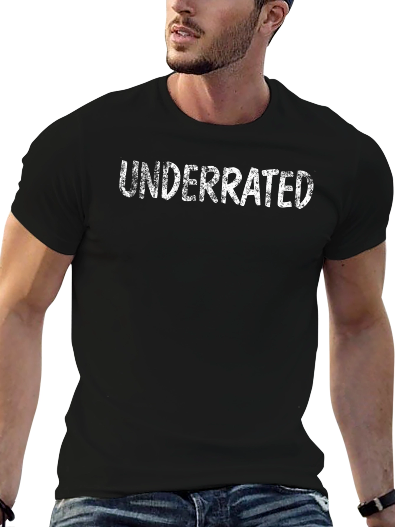 Underrated Graphic Print Black T-Shirt