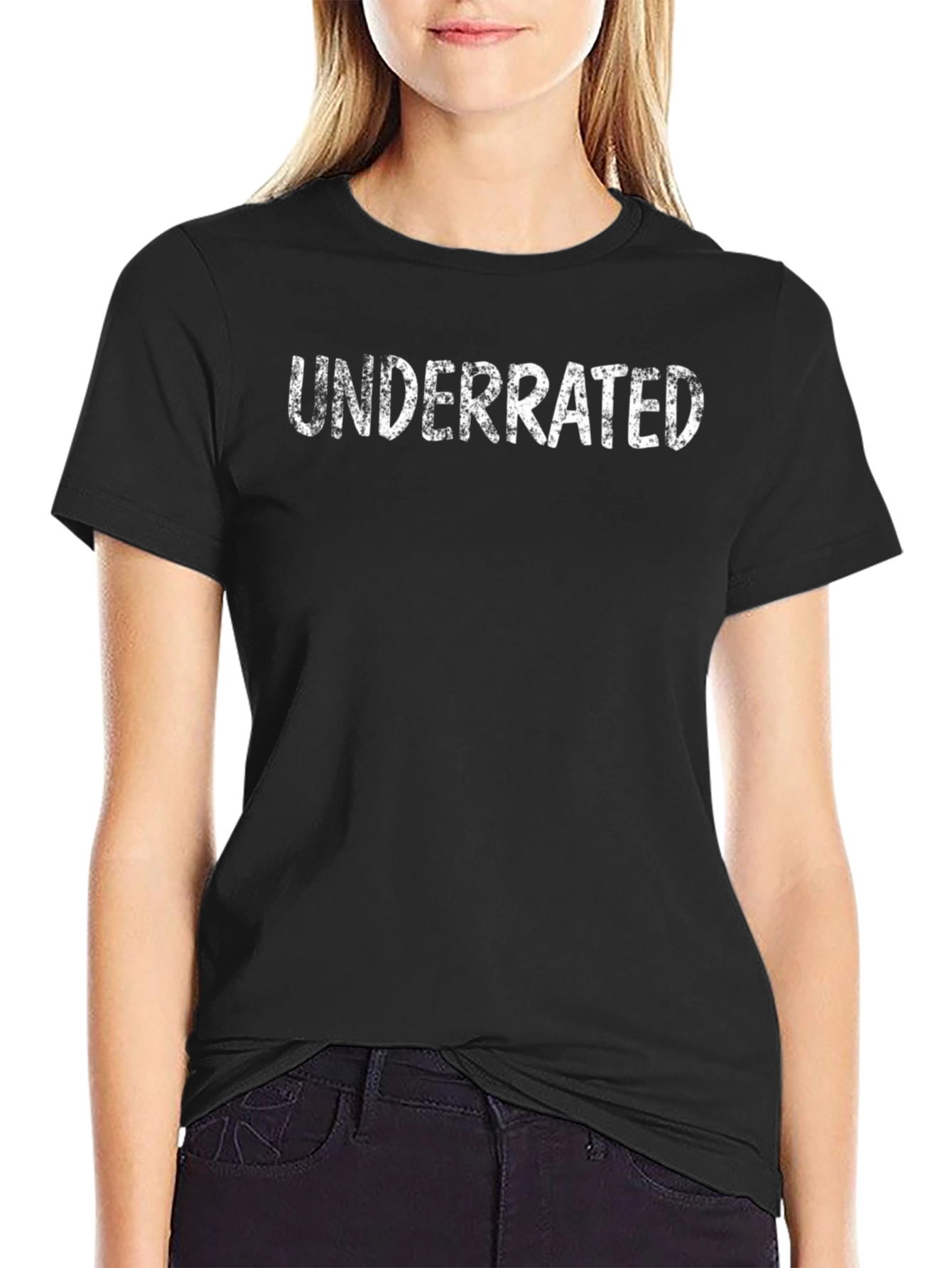 Underrated Graphic Print Black T-Shirt