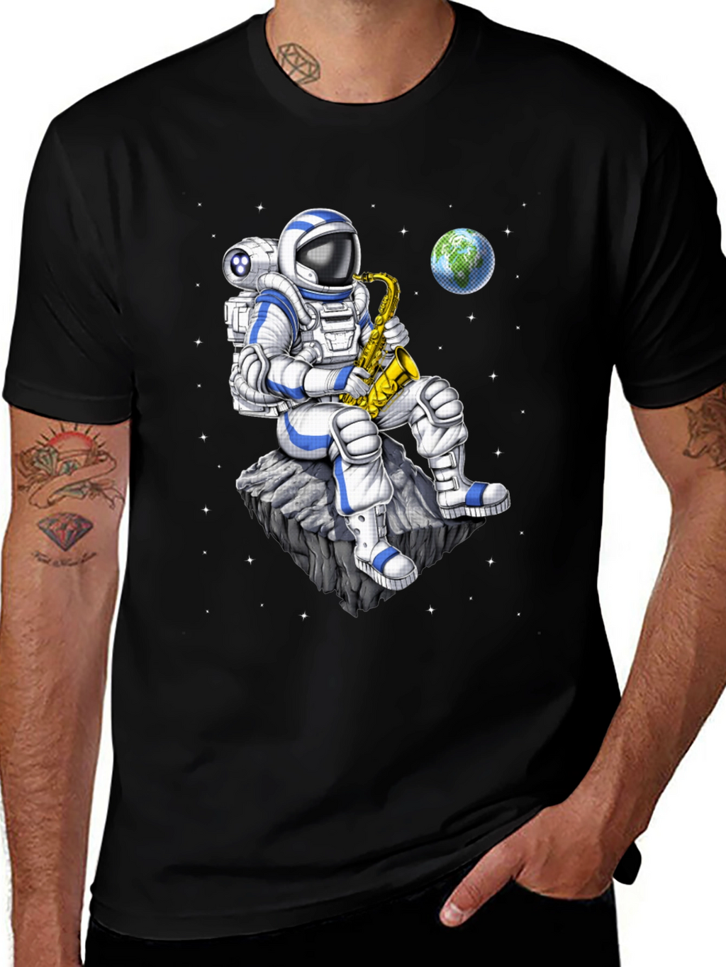Astronaut Saxophone T-Shirt: Space Musician Tee