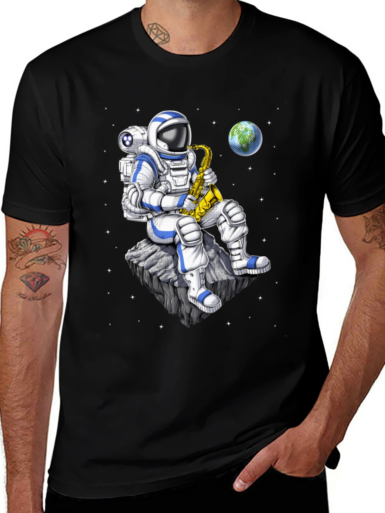 Astronaut Saxophone T-Shirt: Space Musician Tee