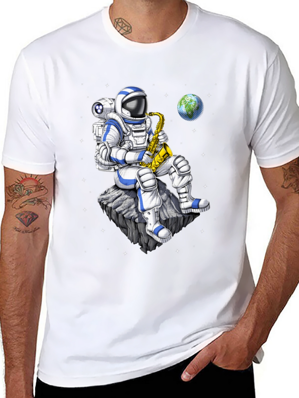 Astronaut Saxophone T-Shirt: Space Musician Tee