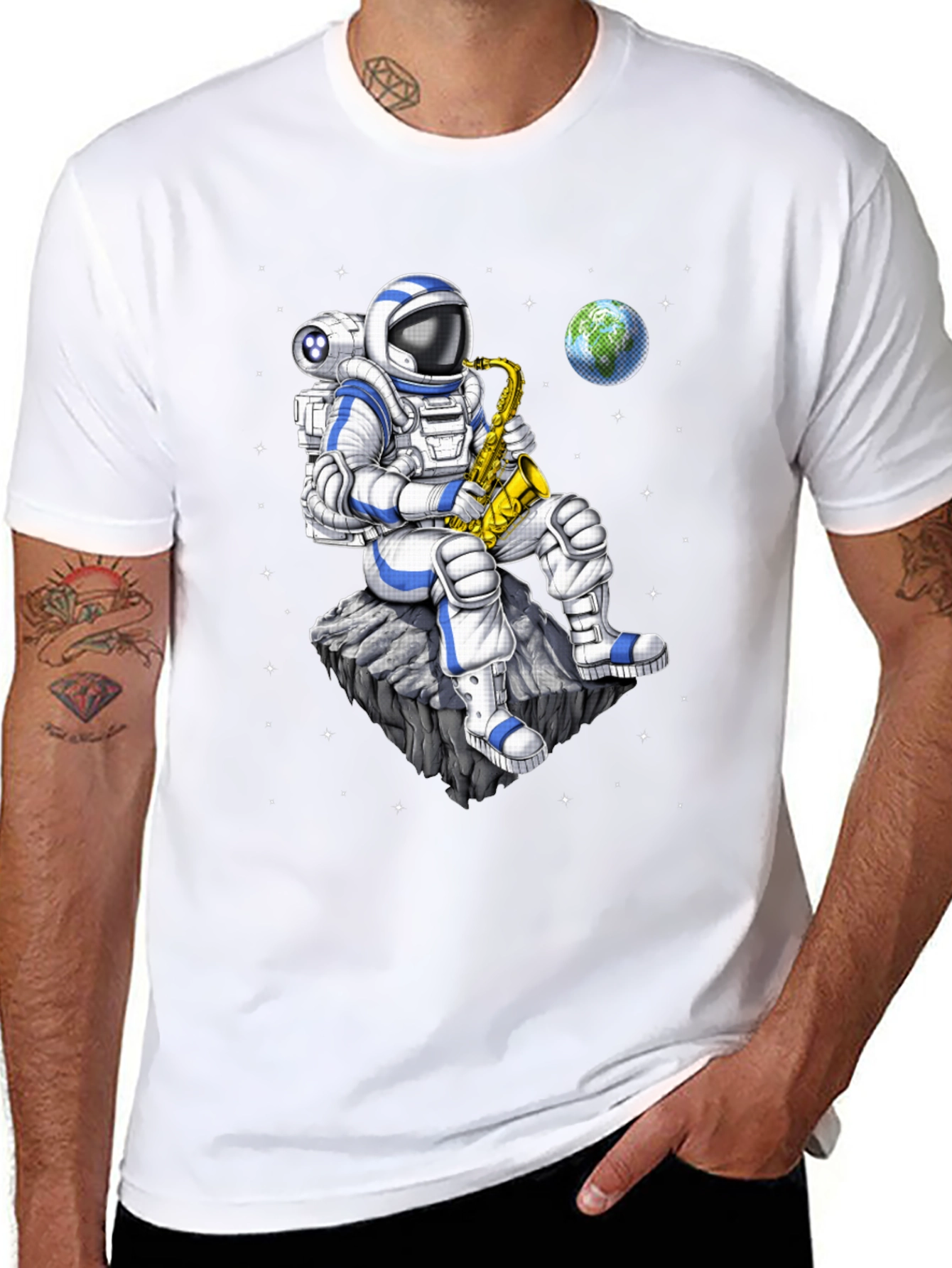 Astronaut Saxophone T-Shirt: Space Musician Tee
