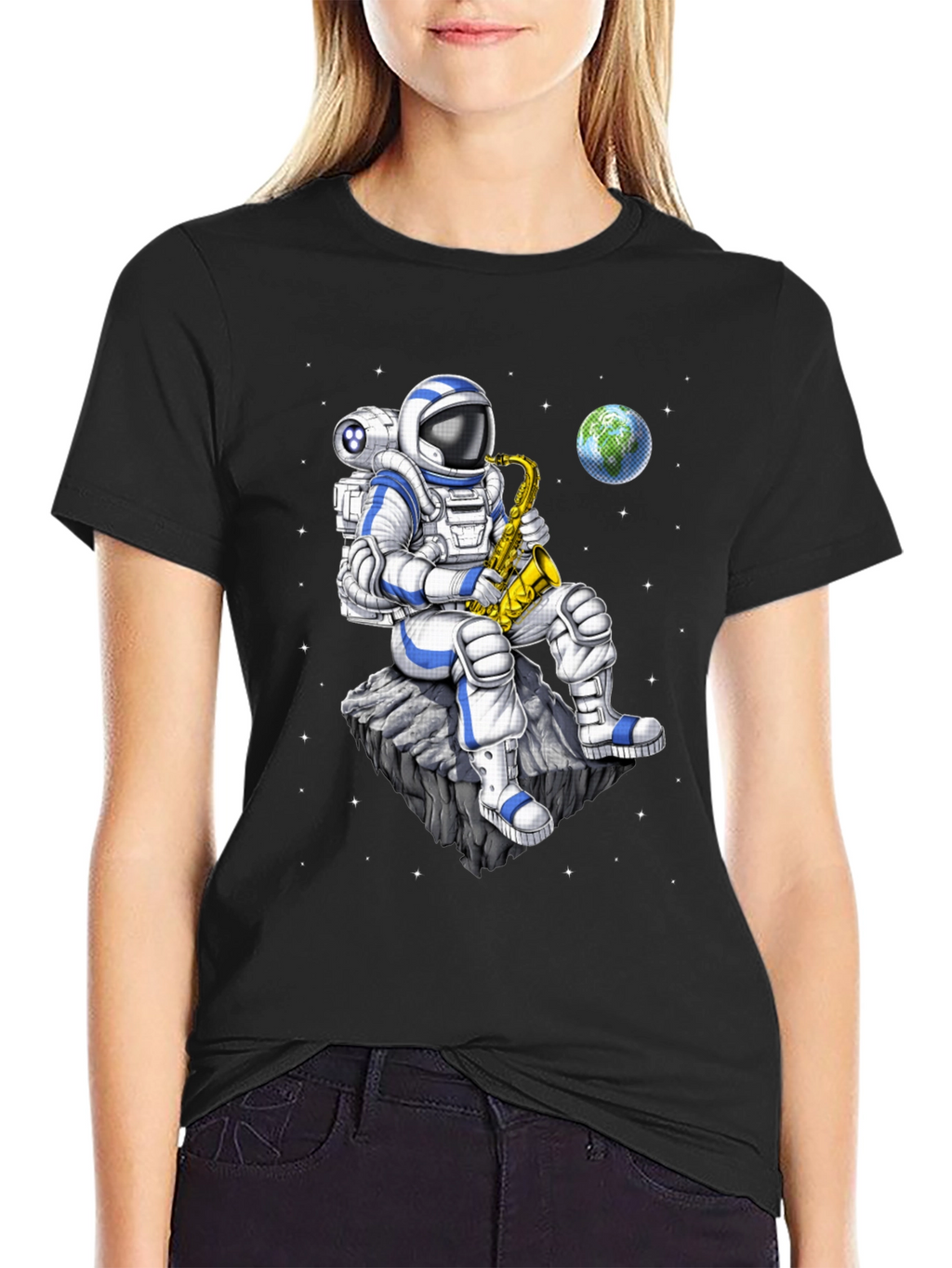 Astronaut Saxophone T-Shirt: Space Musician Tee