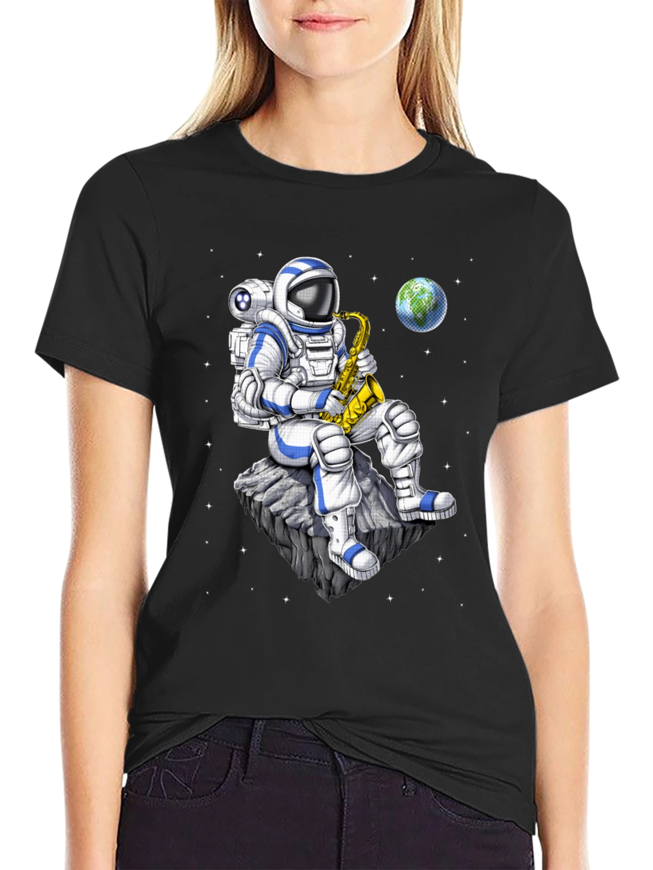 Astronaut Saxophone T-Shirt: Space Musician Tee