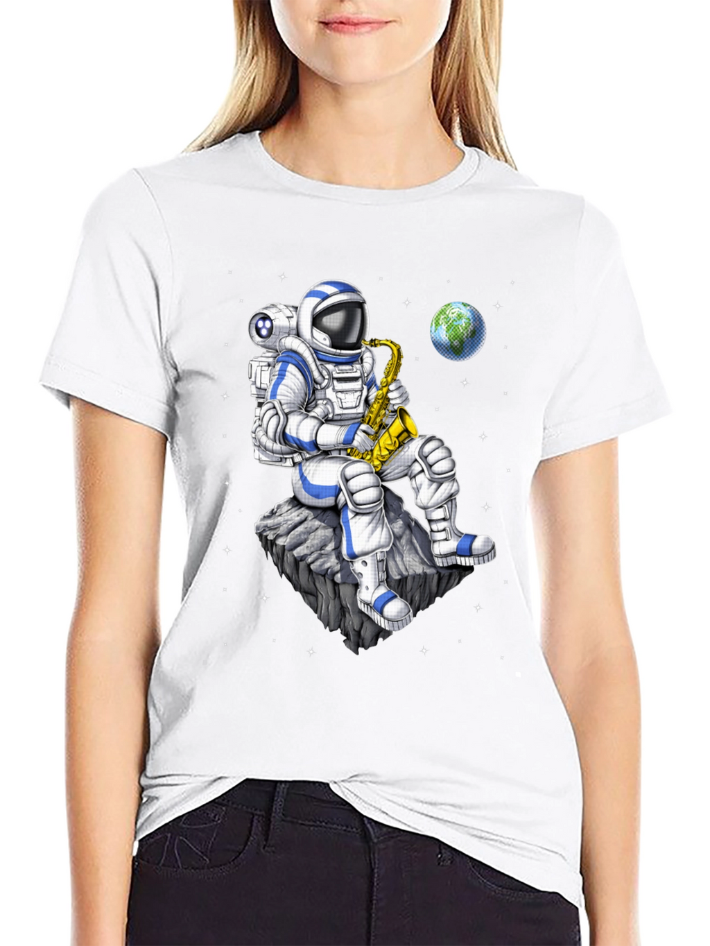 Astronaut Saxophone T-Shirt: Space Musician Tee