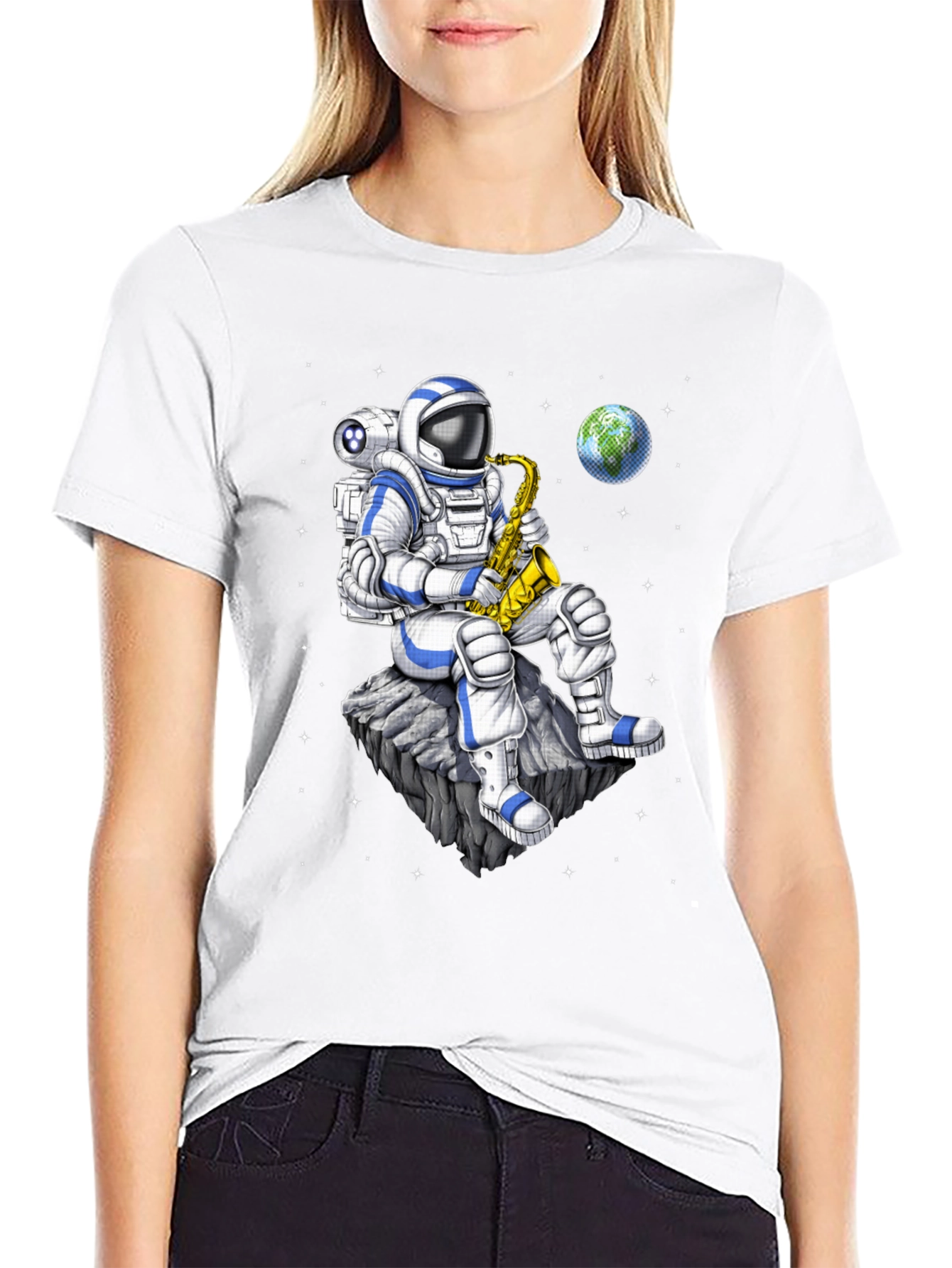 Astronaut Saxophone T-Shirt: Space Musician Tee