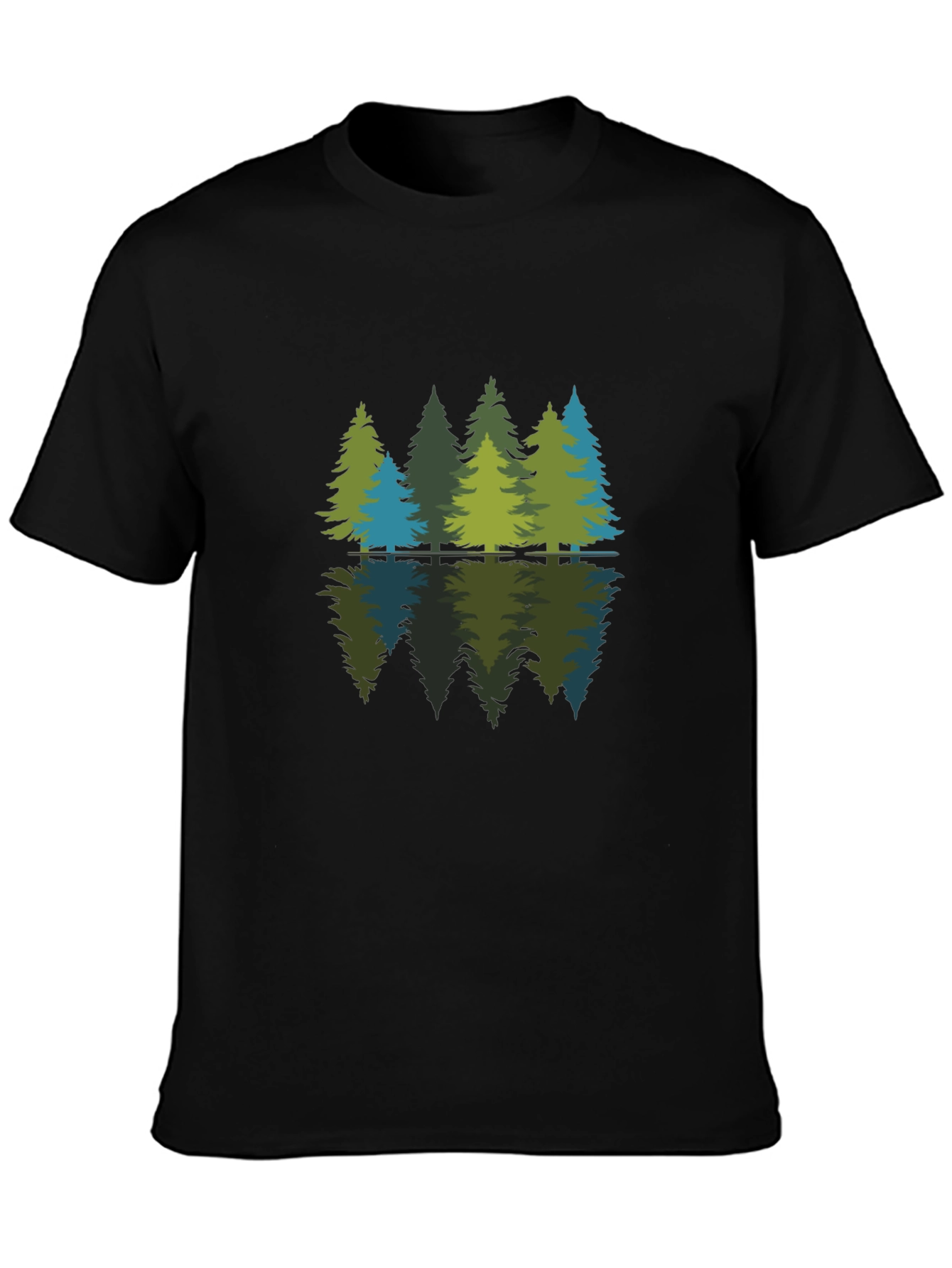 Nature Reflection Graphic Tee - Soft Black Cotton Shirt