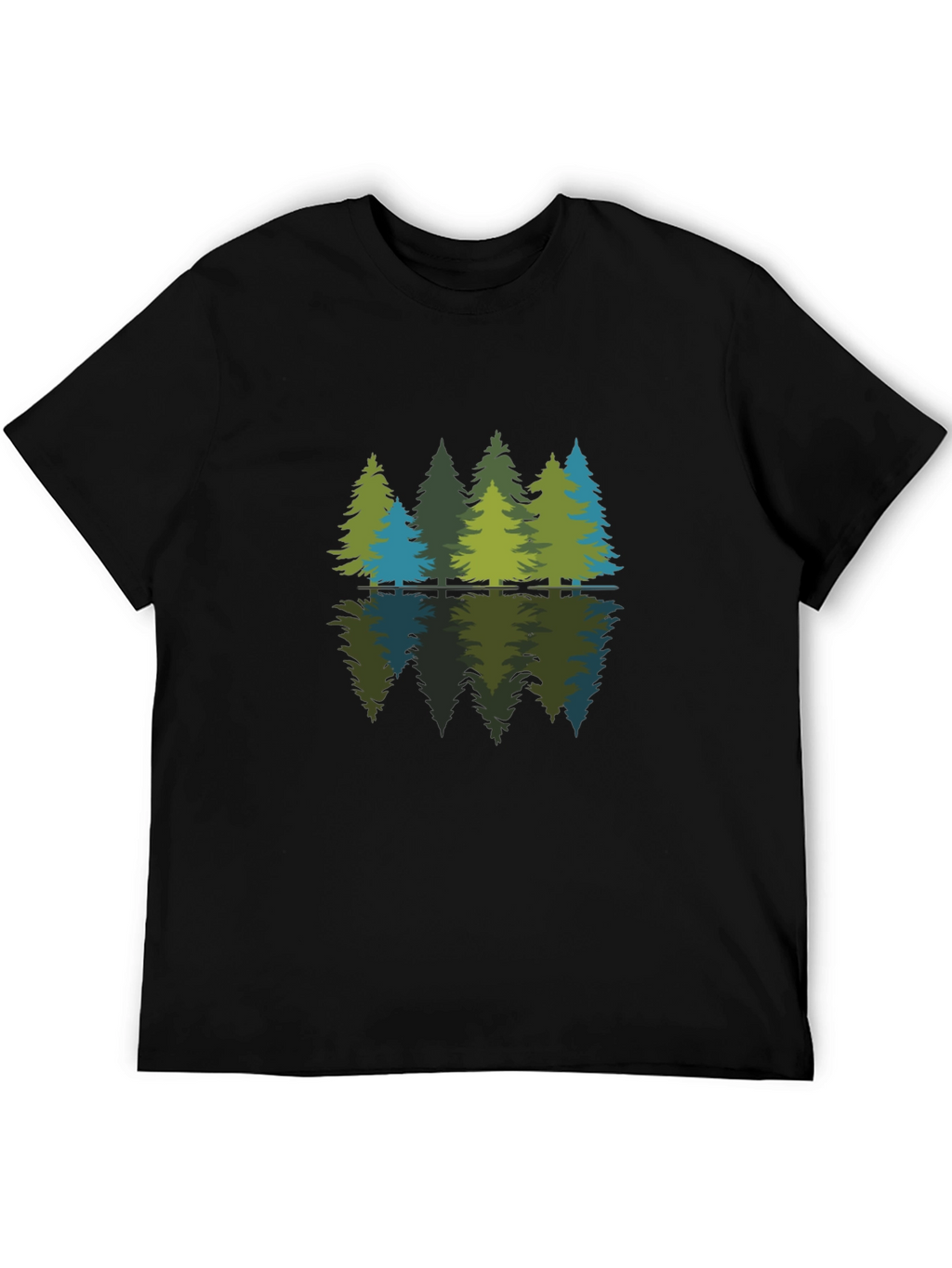 Nature Reflection Graphic Tee - Soft Black Cotton Shirt