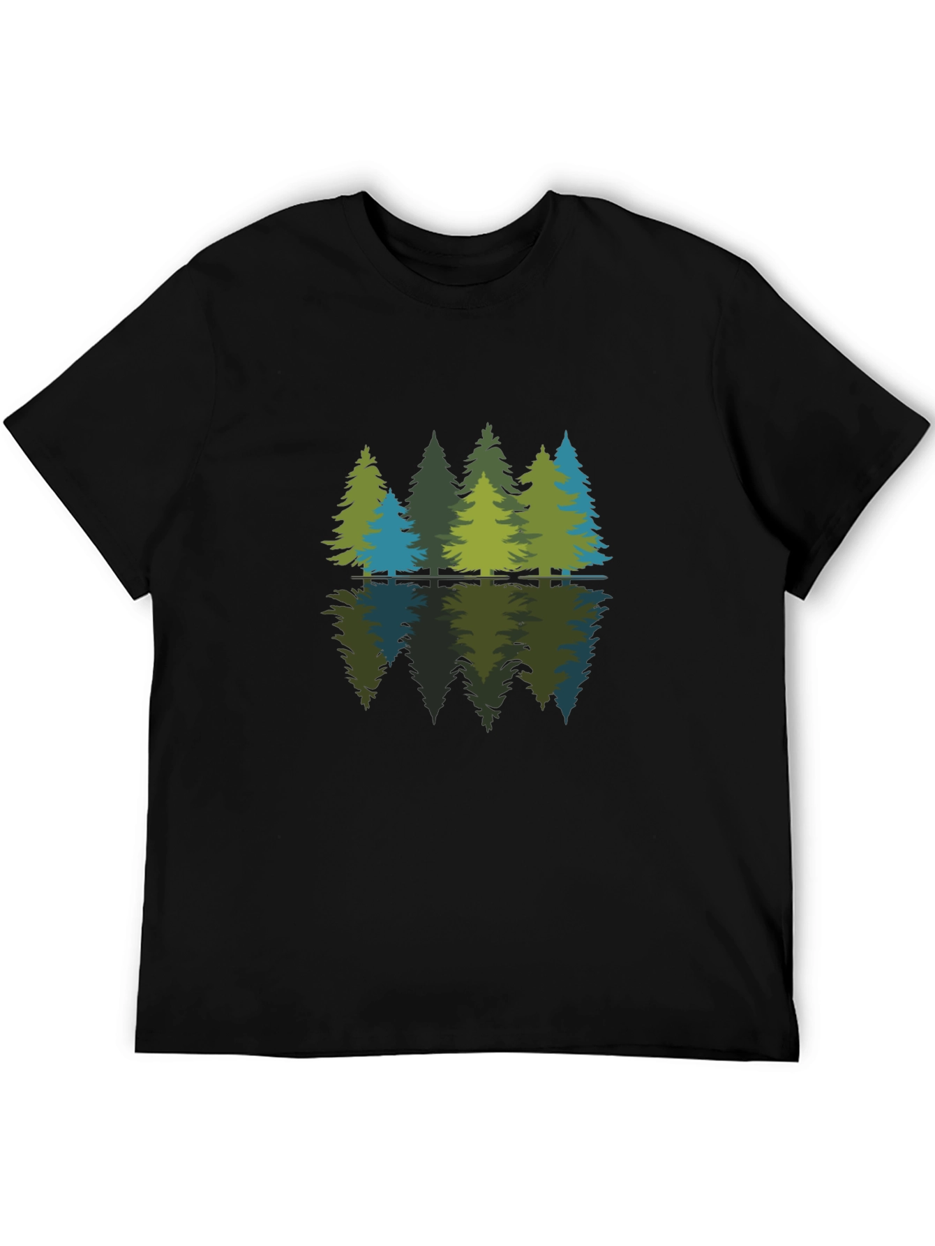 Nature Reflection Graphic Tee - Soft Black Cotton Shirt