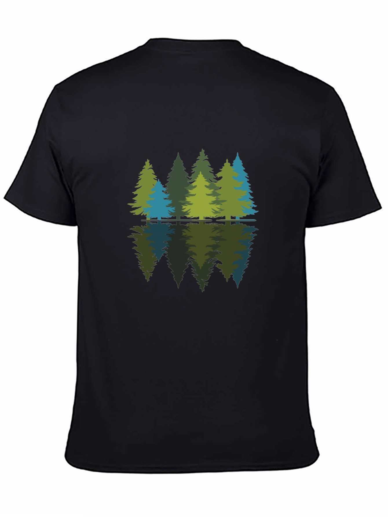 Nature Reflection Graphic Tee - Soft Black Cotton Shirt