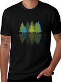 Nature Reflection Graphic Tee - Soft Black Cotton Shirt